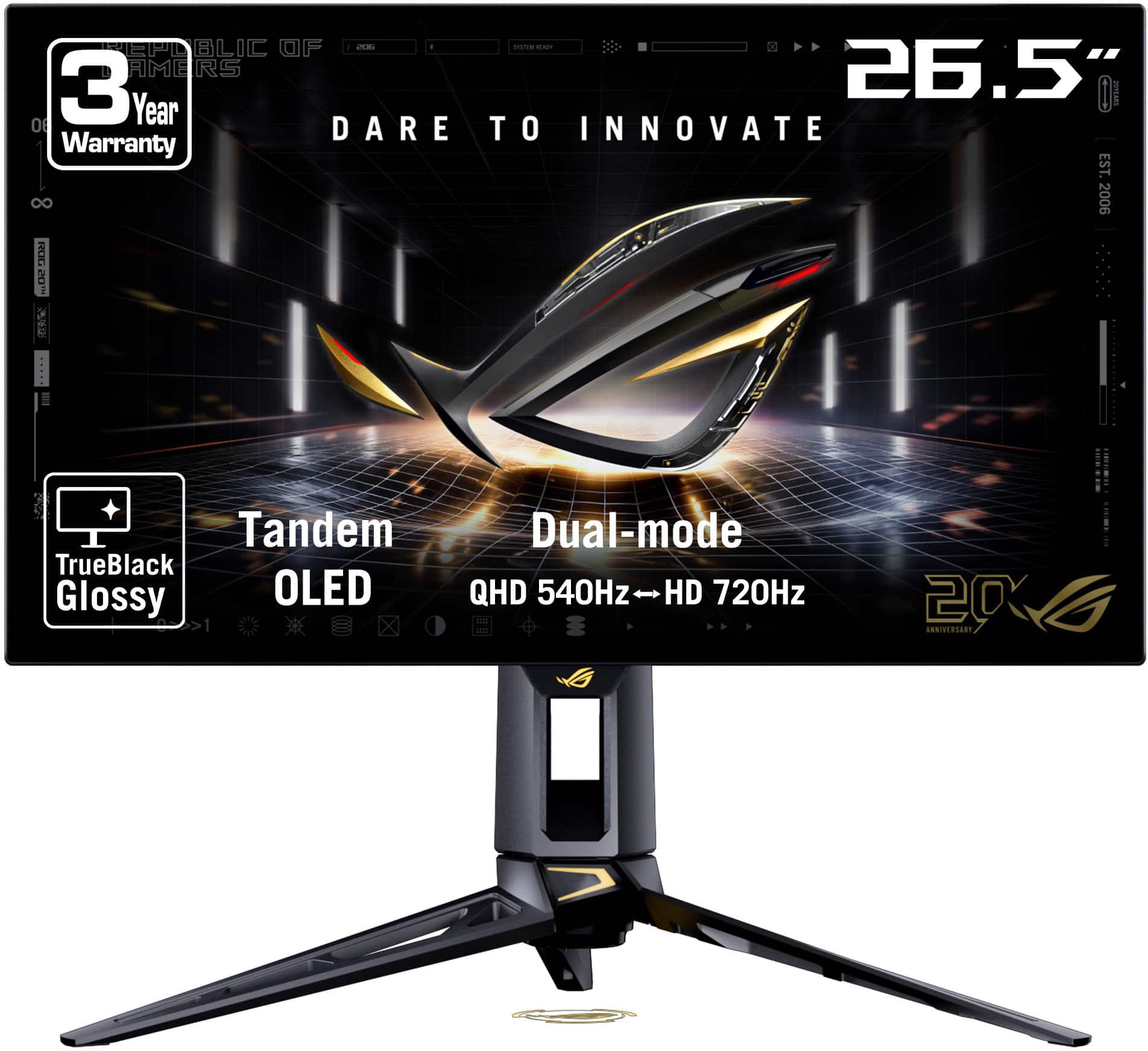 ASUS - ROG Swift 27" Dual Mode (2K 540Hz, HD 720Hz) OLED 0.02ms Gaming Monitor with FreeSync Premium Pro and HDR - 20th Edition