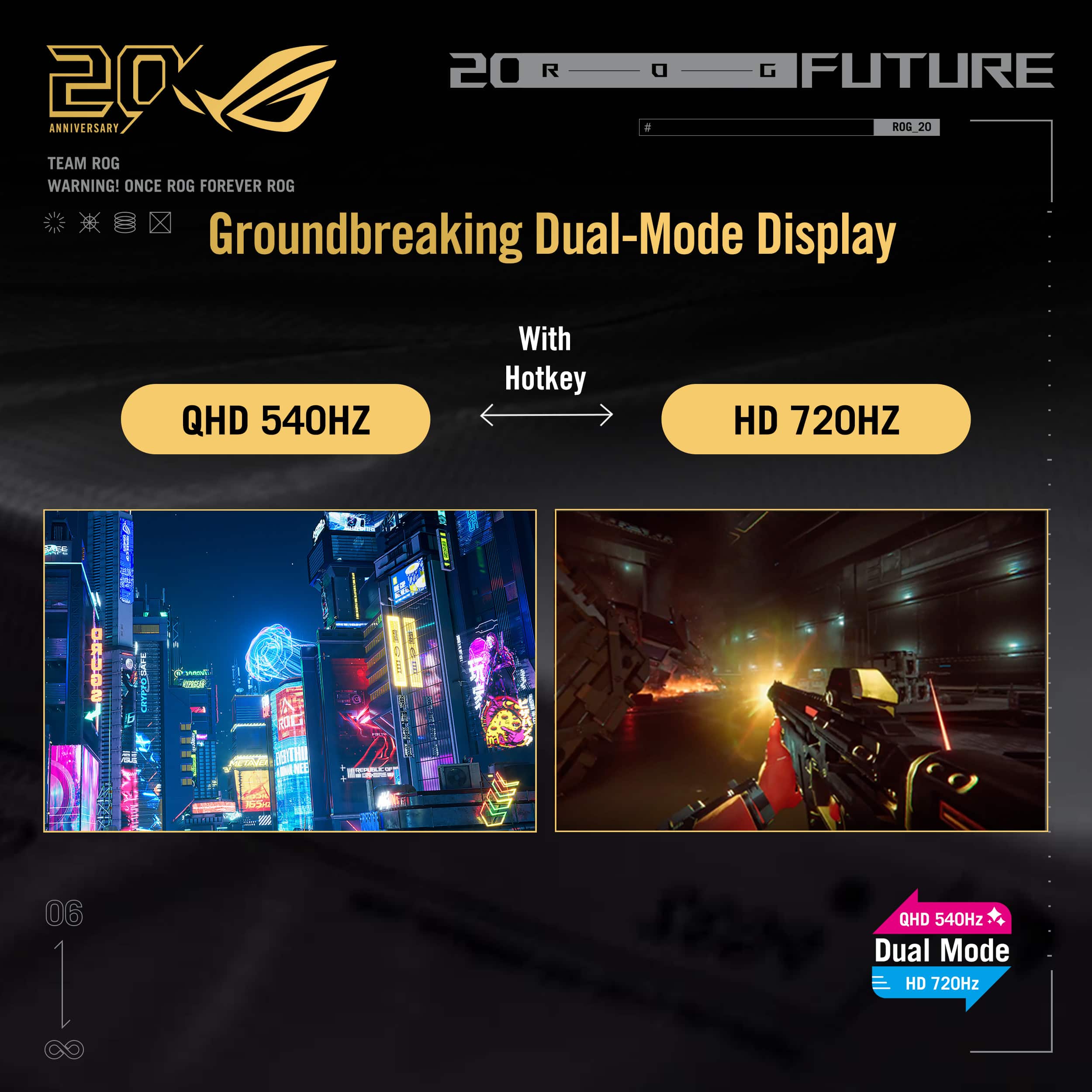ASUS - ROG Swift 27" Dual Mode (2K 540Hz, HD 720Hz) OLED 0.02ms Gaming Monitor with FreeSync Premium Pro and HDR - 20th Edition