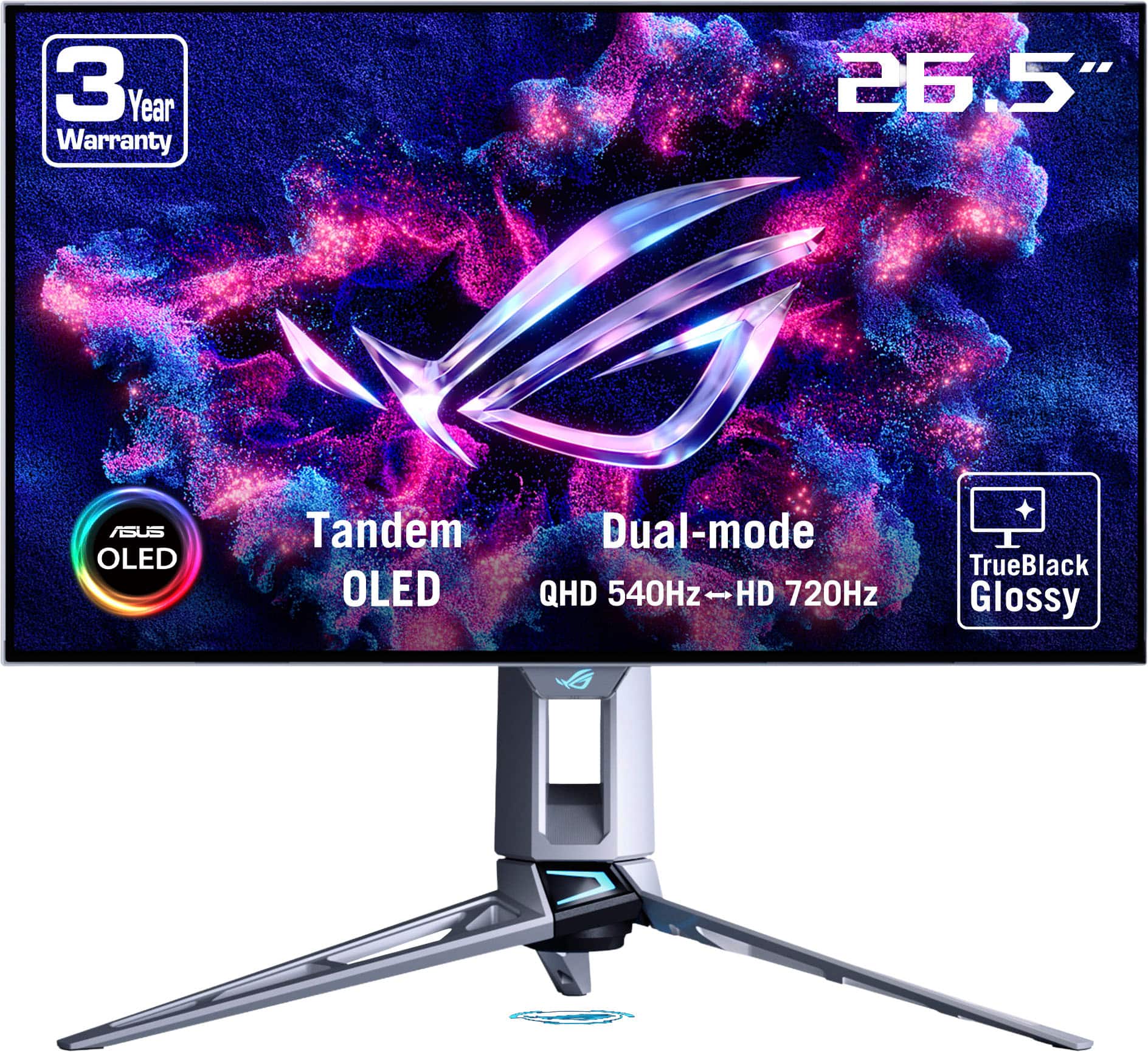 ASUS - ROG Swift 27" Dual Mode (2K 540Hz, HD 720Hz) OLED 0.02ms Gaming Monitor with FreeSync Premium Pro and HDR - Silver