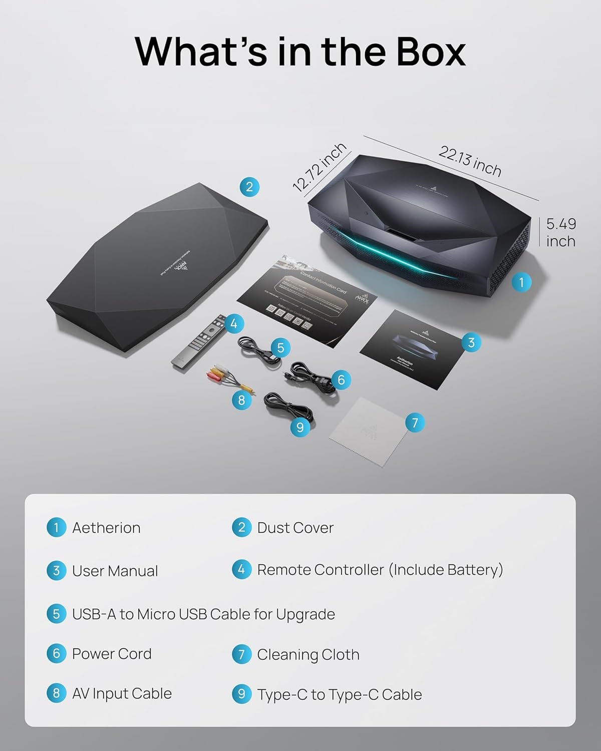 AWOL Vision - Aetherion Pro 4K UST Triple Laser Projector, 2600 ISO Lumens, 6000:1 Contrast, PixelLock, 110% Rec.2020, 200in - Gray