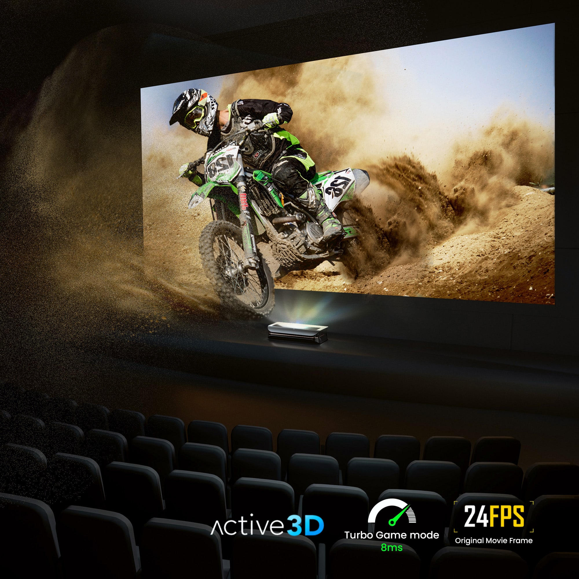 AWOL Vision - LTV-3000 Pro 4K Smart UHD 3D Triple Laser Ultra Short Throw Projector with HDR10+, Dolby Vision & Atmos - Black
