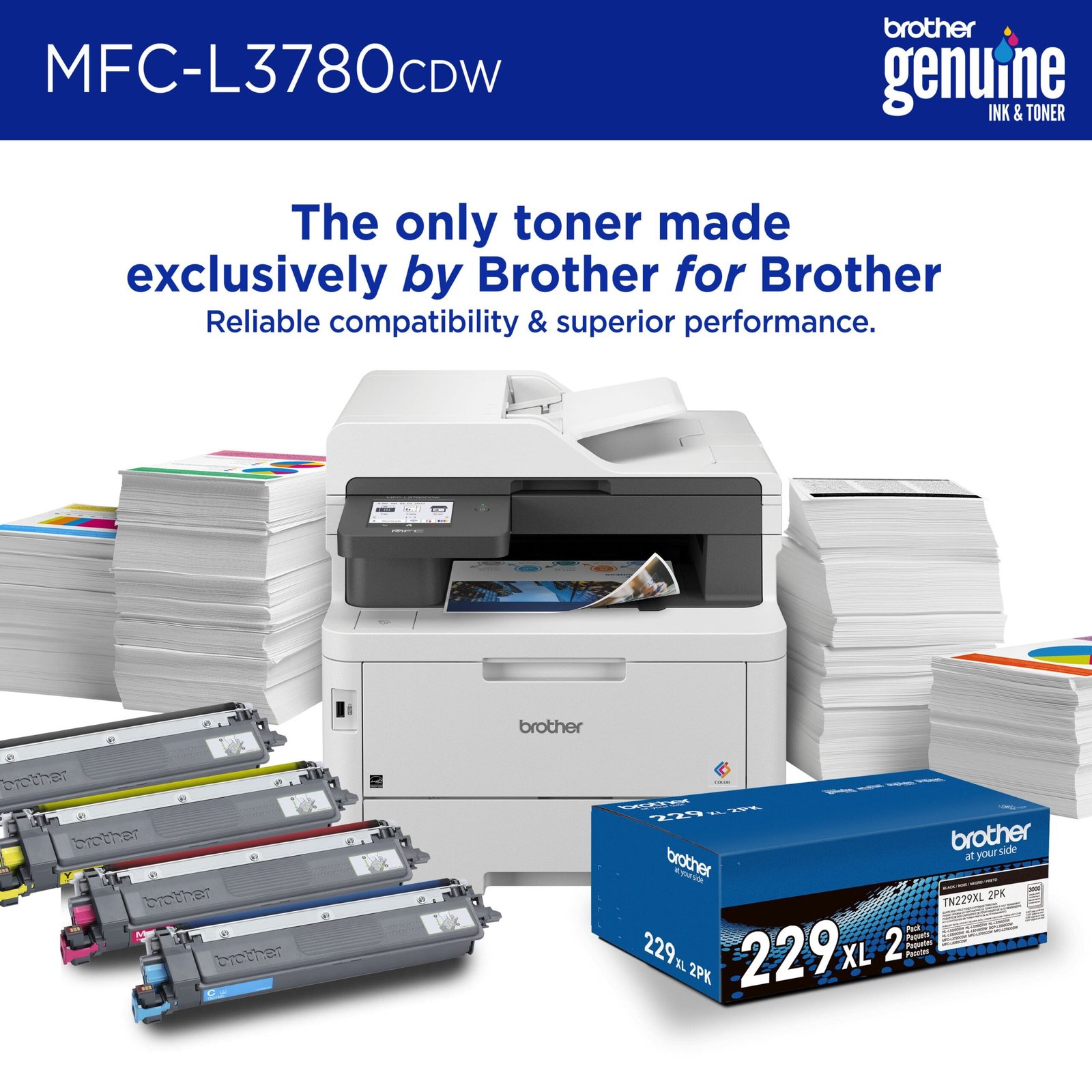 Brother - MFC-L3780CDW Wireless Digital Color All-in-One Printer with Laser Quality Output, Great for Business - White