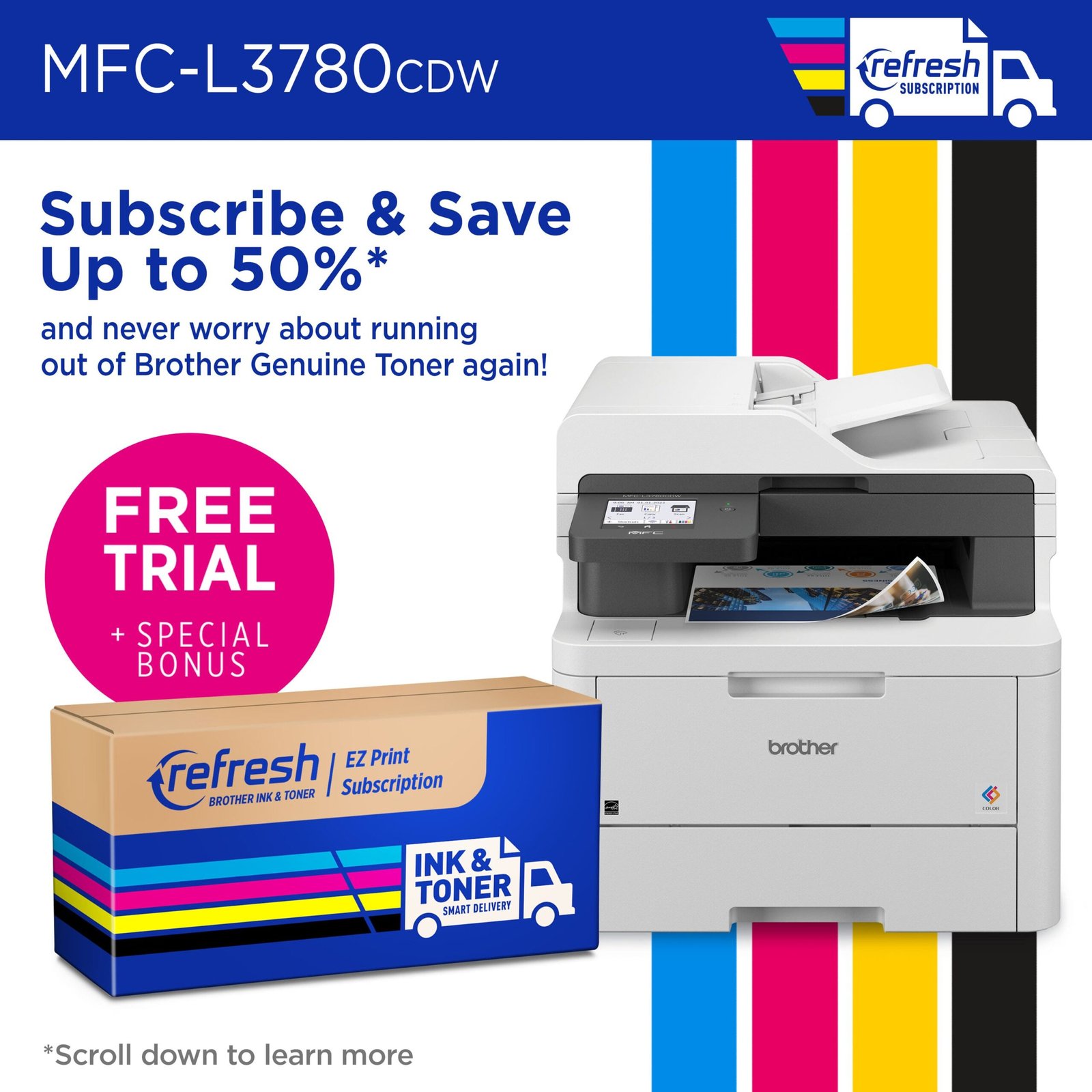 Brother - MFC-L3780CDW Wireless Digital Color All-in-One Printer with Laser Quality Output, Great for Business - White