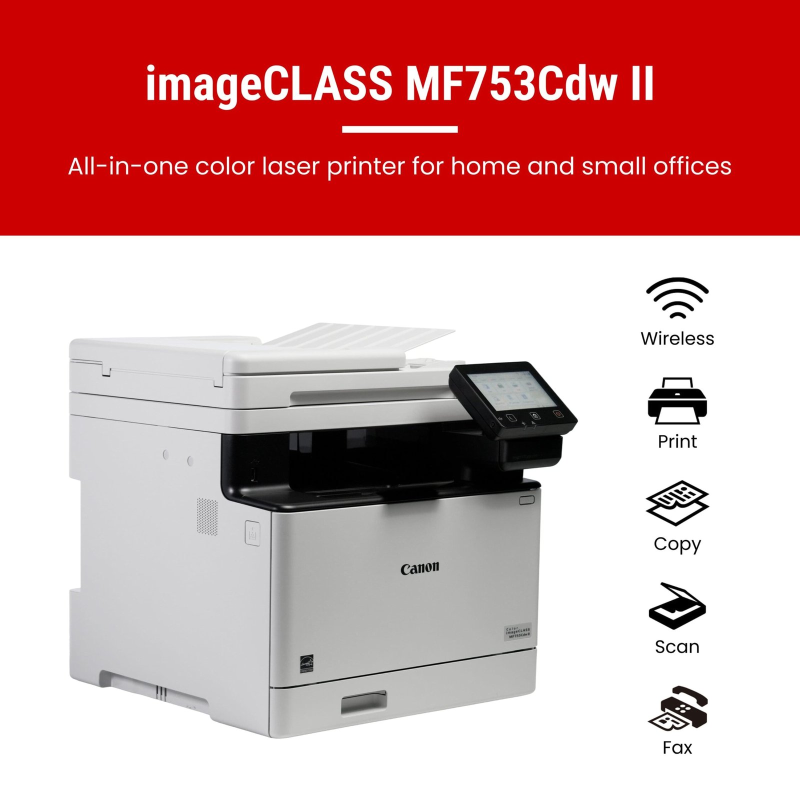 Canon - imageCLASS MF753Cdw  II Wireless  Duplex Color All-In-One Laser Printer with Fax and 50-Sheet ADF - White