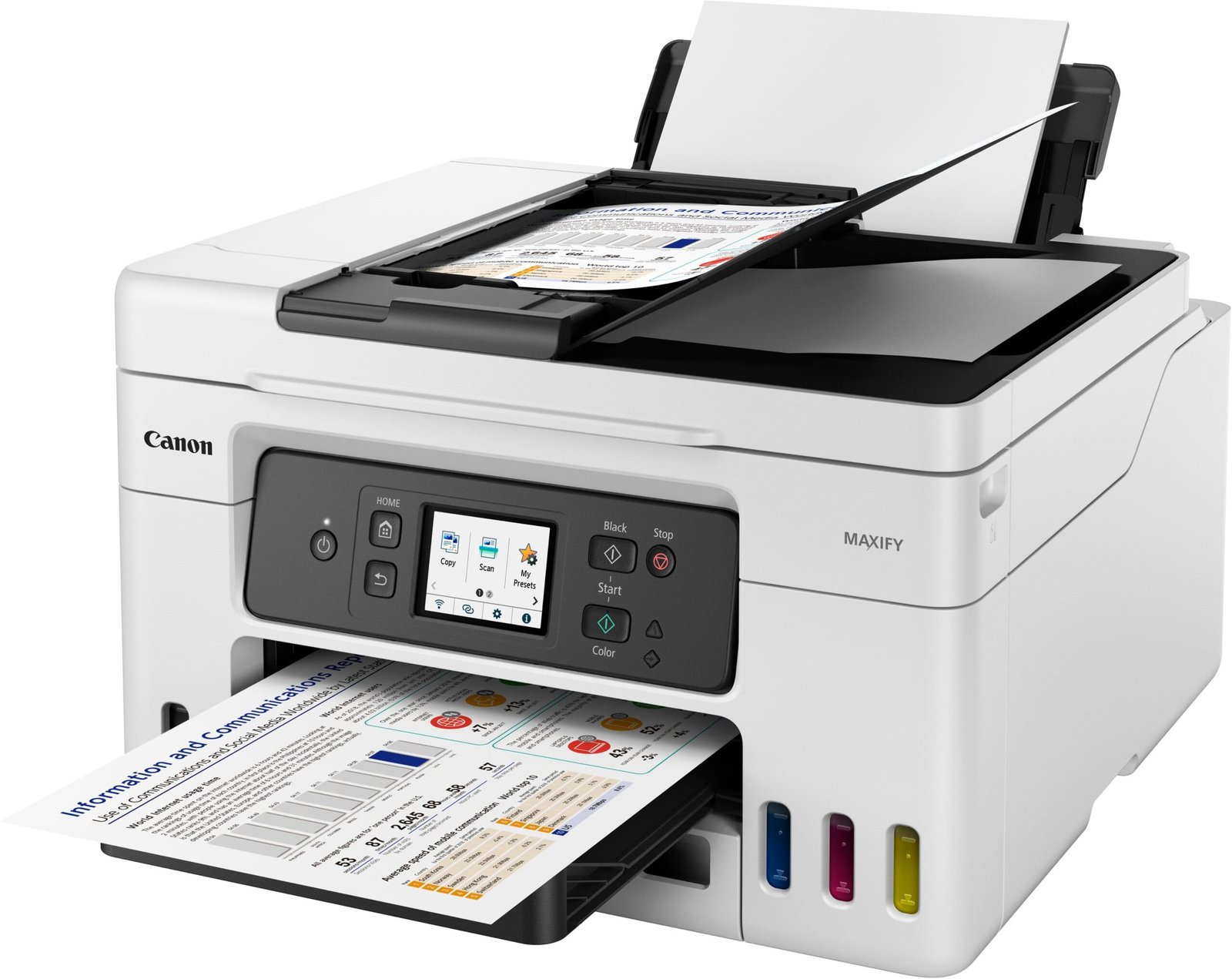 Canon - MAXIFY Megatank GX4020 Wireless All-In-One Supertank Inkjet Printer with Fax - White