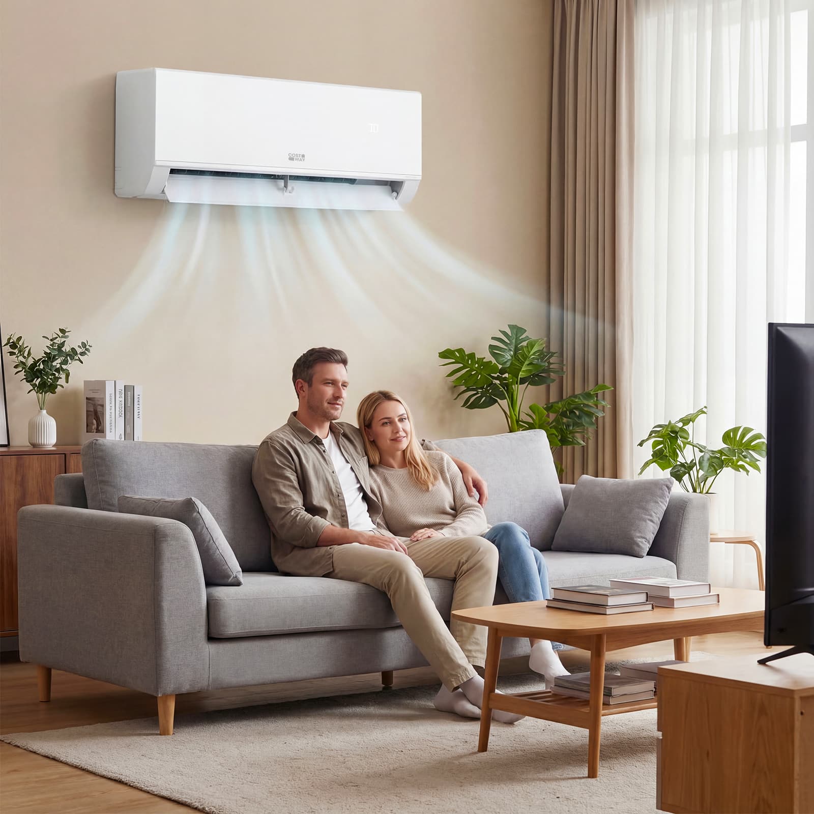 Costway - 12000 BTU 20 SEER2 115V Wifi Enabled Mini Split Air Conditioner & Heater with Installation Kit - White