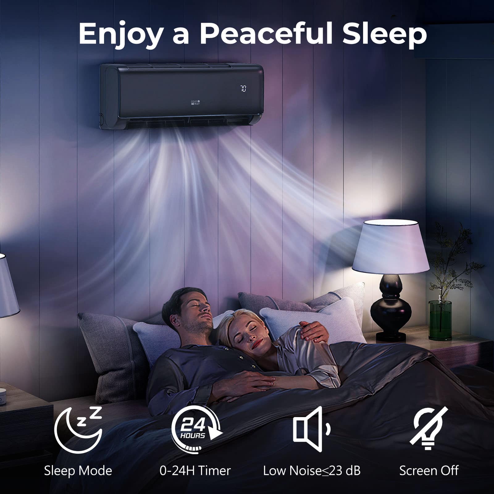 Costway - 12000 BTU Mini Split Air Conditioner, 21 SEER2 208-230V Inverter AC Unit Cools Rooms up to 750 Sq. Ft - Grey,White