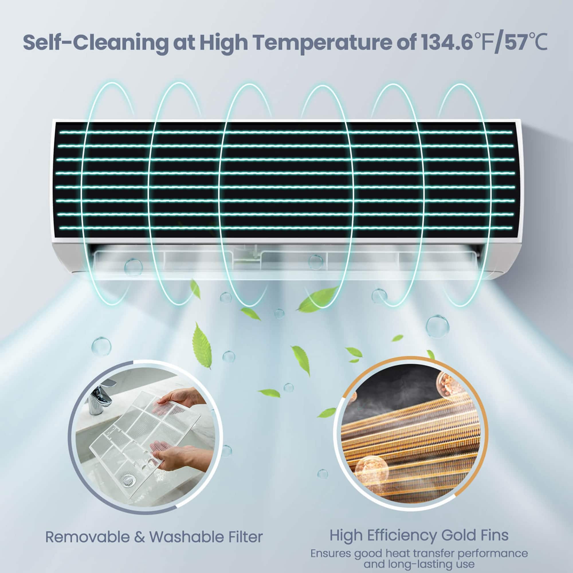 Costway - 12000 BTU Mini Split Air Conditioner &Heater 20 SEER2 115 V Wall-Mounted AC Unit - White