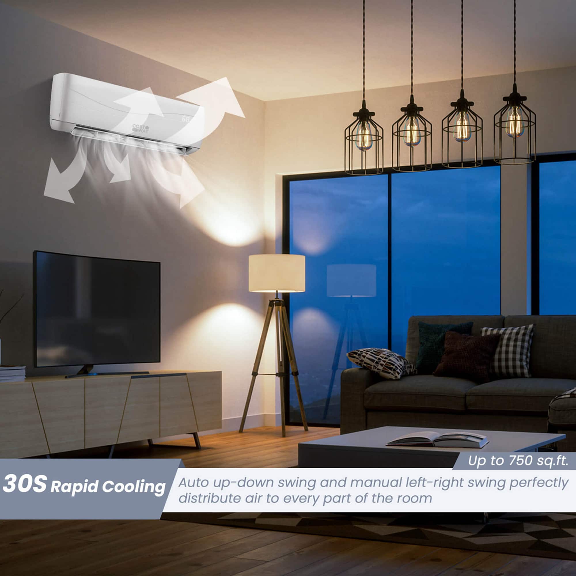Costway - 12000 BTU Mini Split Air Conditioner & Heater Ductless 17 SEER2 750 Sq. Ft - White