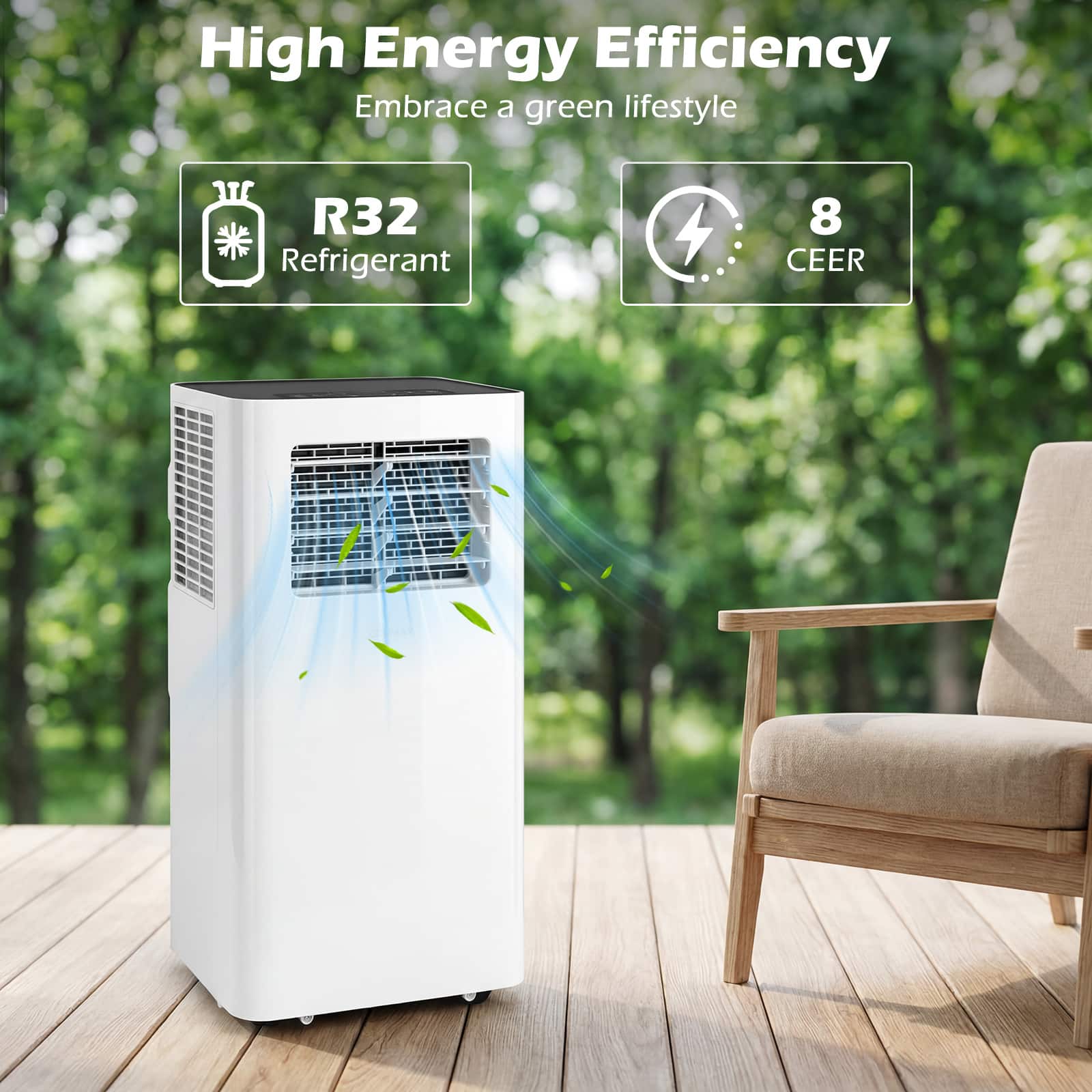 Costway - 14000 BTU Portable Air Conditioner with WiFi APP/Remote Control, Sleep Mode - White