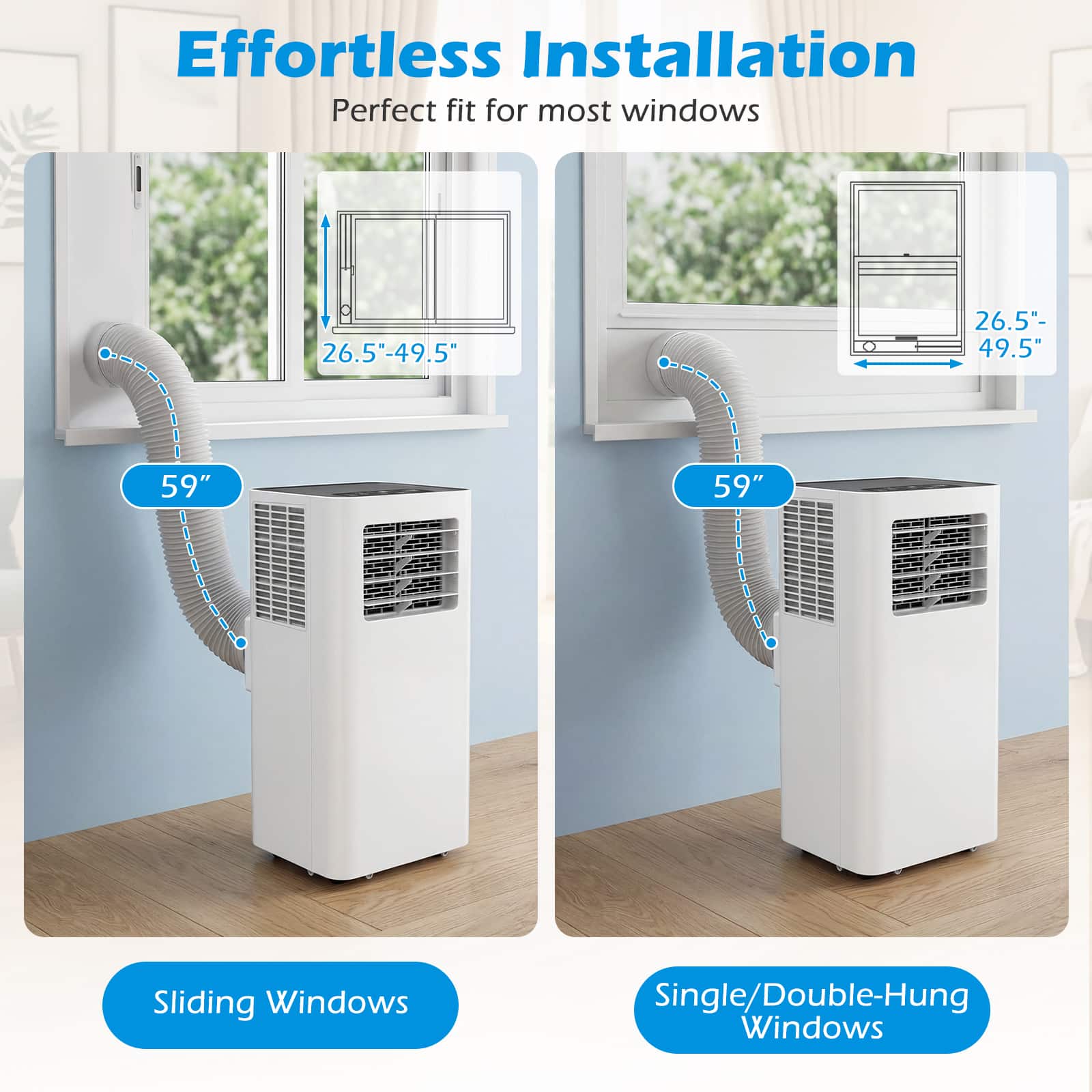 Costway - 14000 BTU Portable Air Conditioner with WiFi APP/Remote Control, Sleep Mode - White