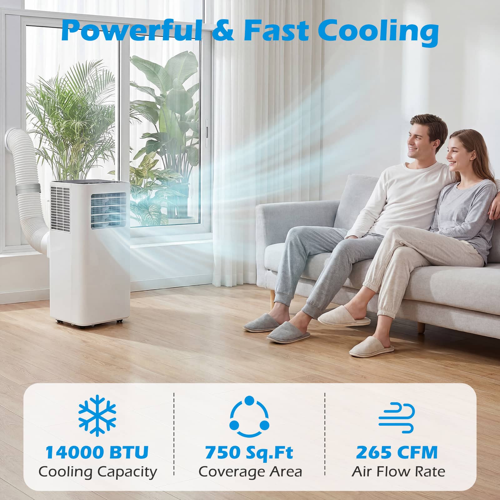 Costway - 14000 BTU Portable Air Conditioner with WiFi APP/Remote Control, Sleep Mode - White