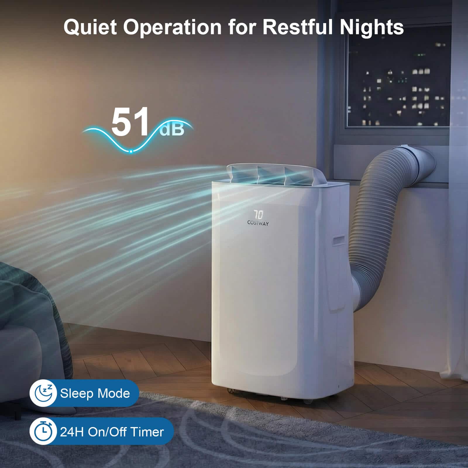 Costway - 15000 BTU Inverter Portable Air Conditioner with Fan, Dehumidifier, Auto Swing - White