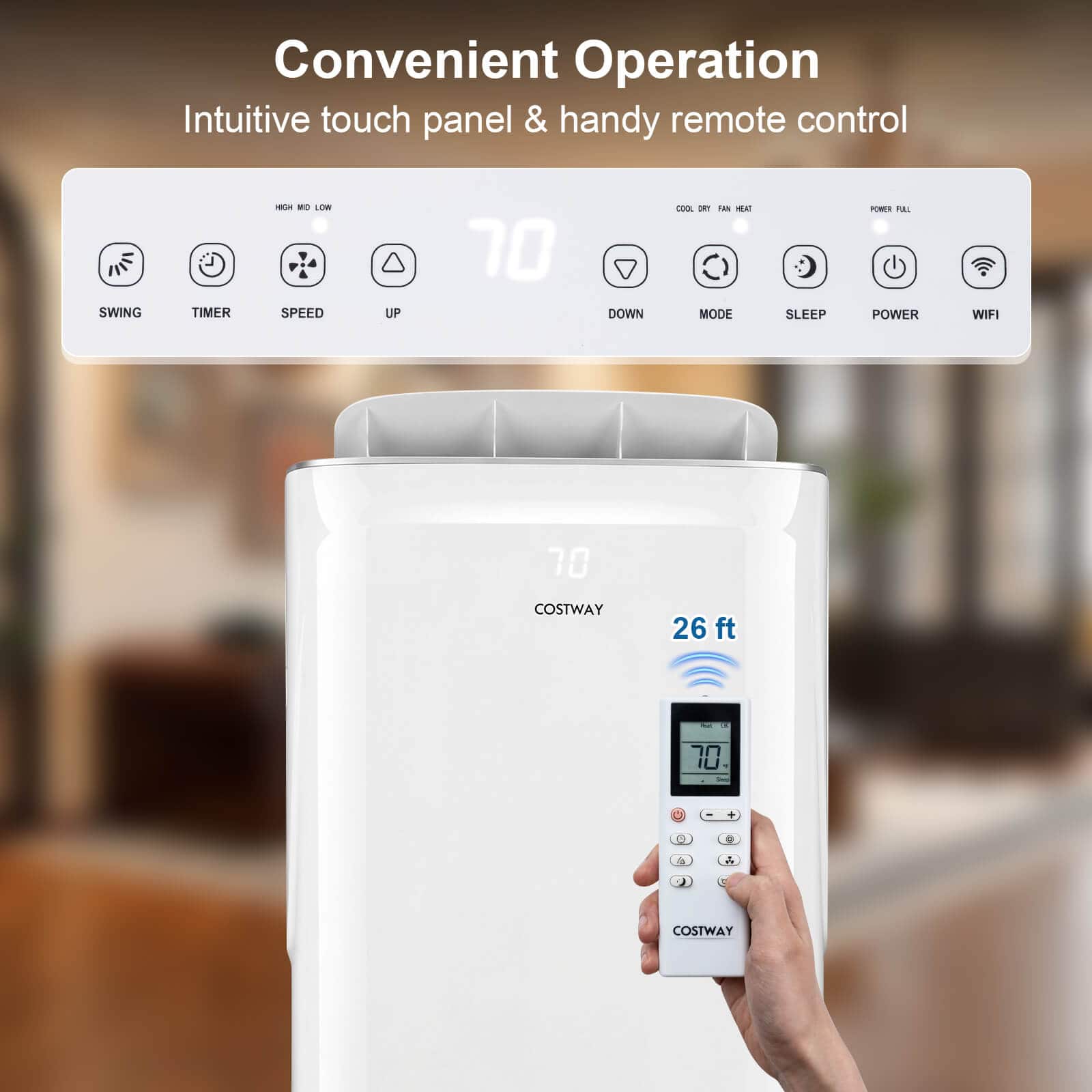 Costway - 15000 BTU Inverter Portable Air Conditioner with Fan, Dehumidifier, Auto Swing - White