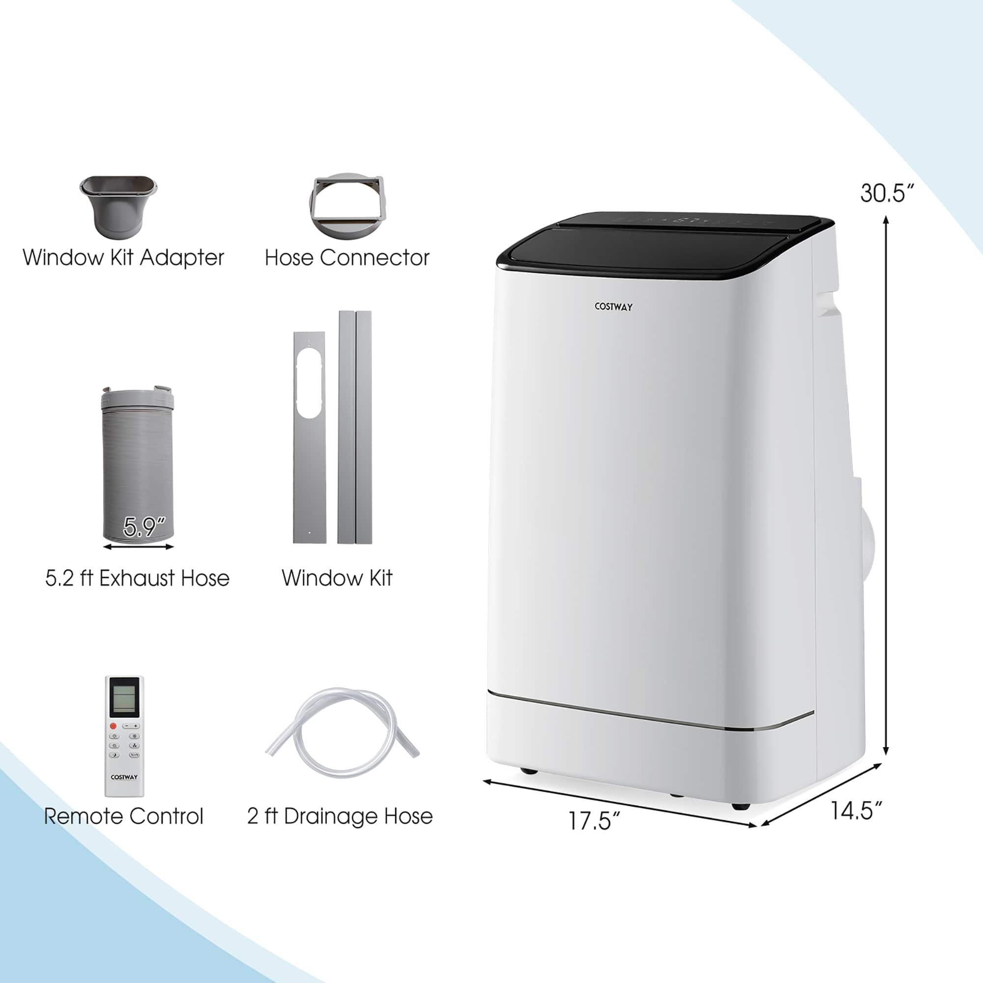 Costway - 15000 BTU Portable Air Conditioner Cools up to 800 sq.ft with Remote APP Control Cool Fan Heat Dehum - White