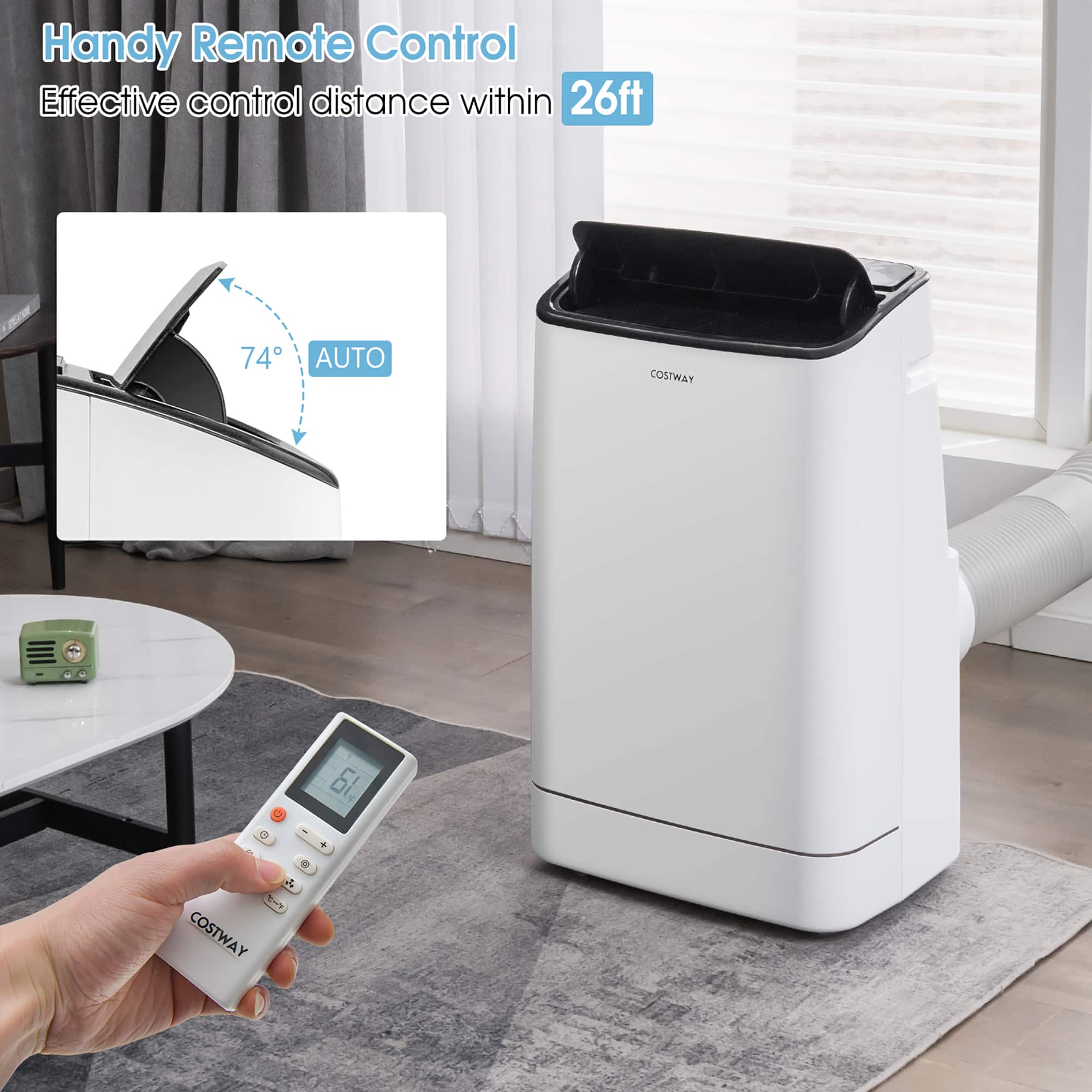 Costway - 15000 BTU Portable Air Conditioner Cools up to 800 sq.ft with Remote APP Control Cool Fan Heat Dehum - White
