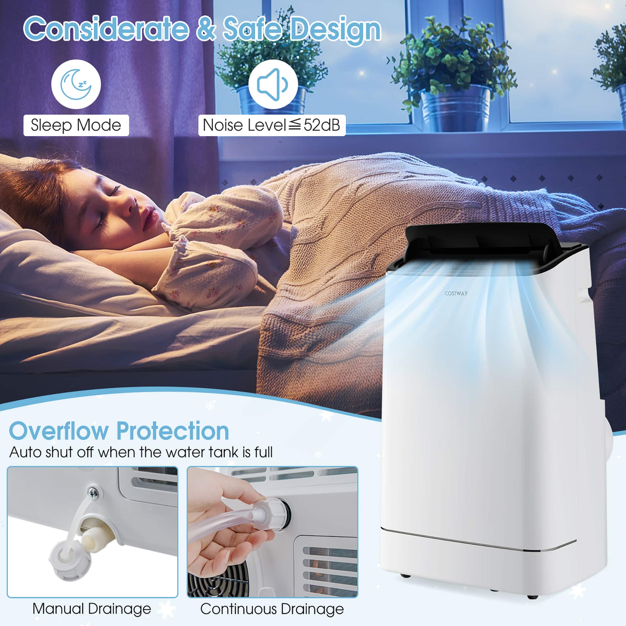 Costway - 15000 BTU Portable Air Conditioner Cools up to 800 sq.ft with Remote APP Control Cool Fan Heat Dehum - White