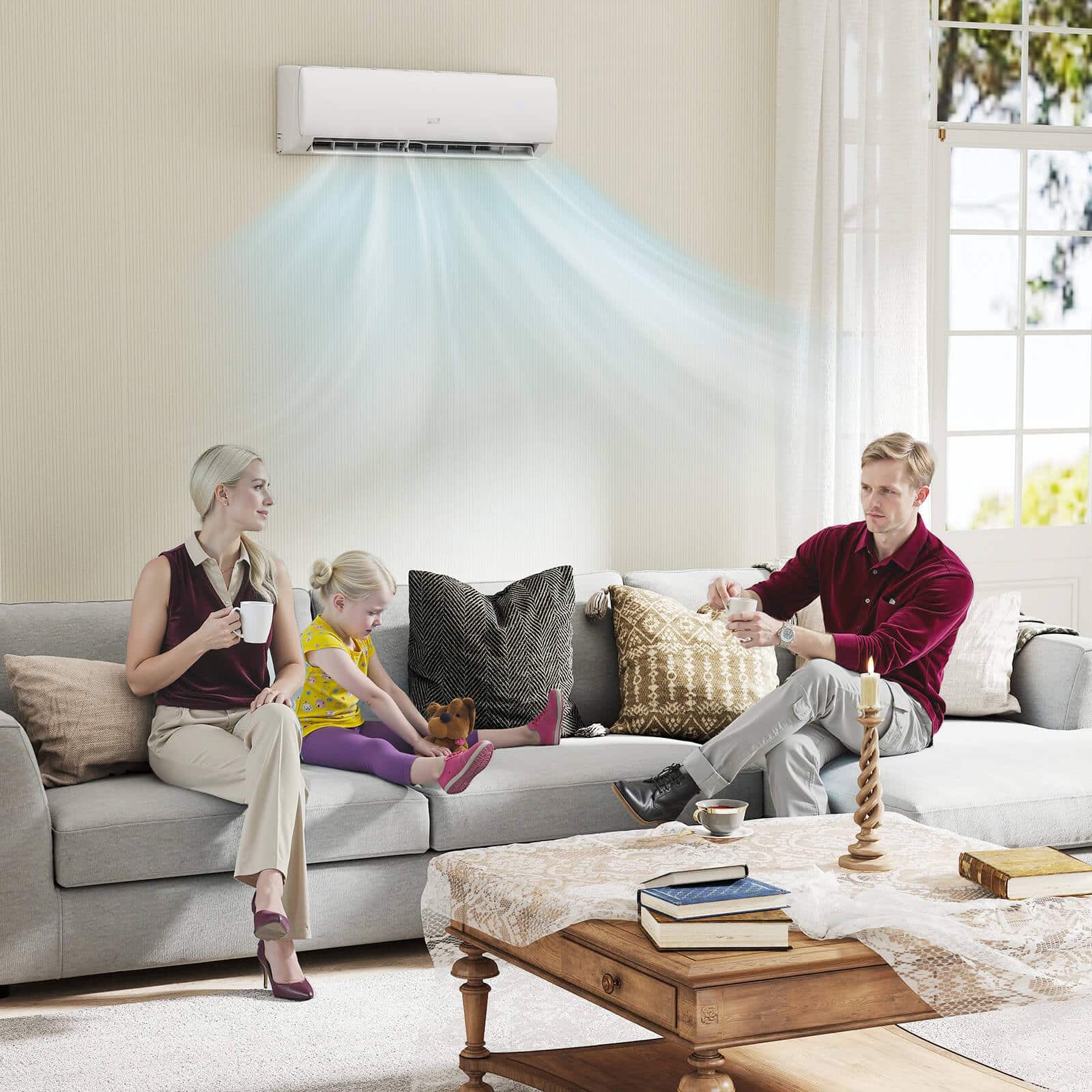 Costway - 17000 BTU Wifi Enabled Mini Split Air Conditioner & Heater Works with Alexa - White