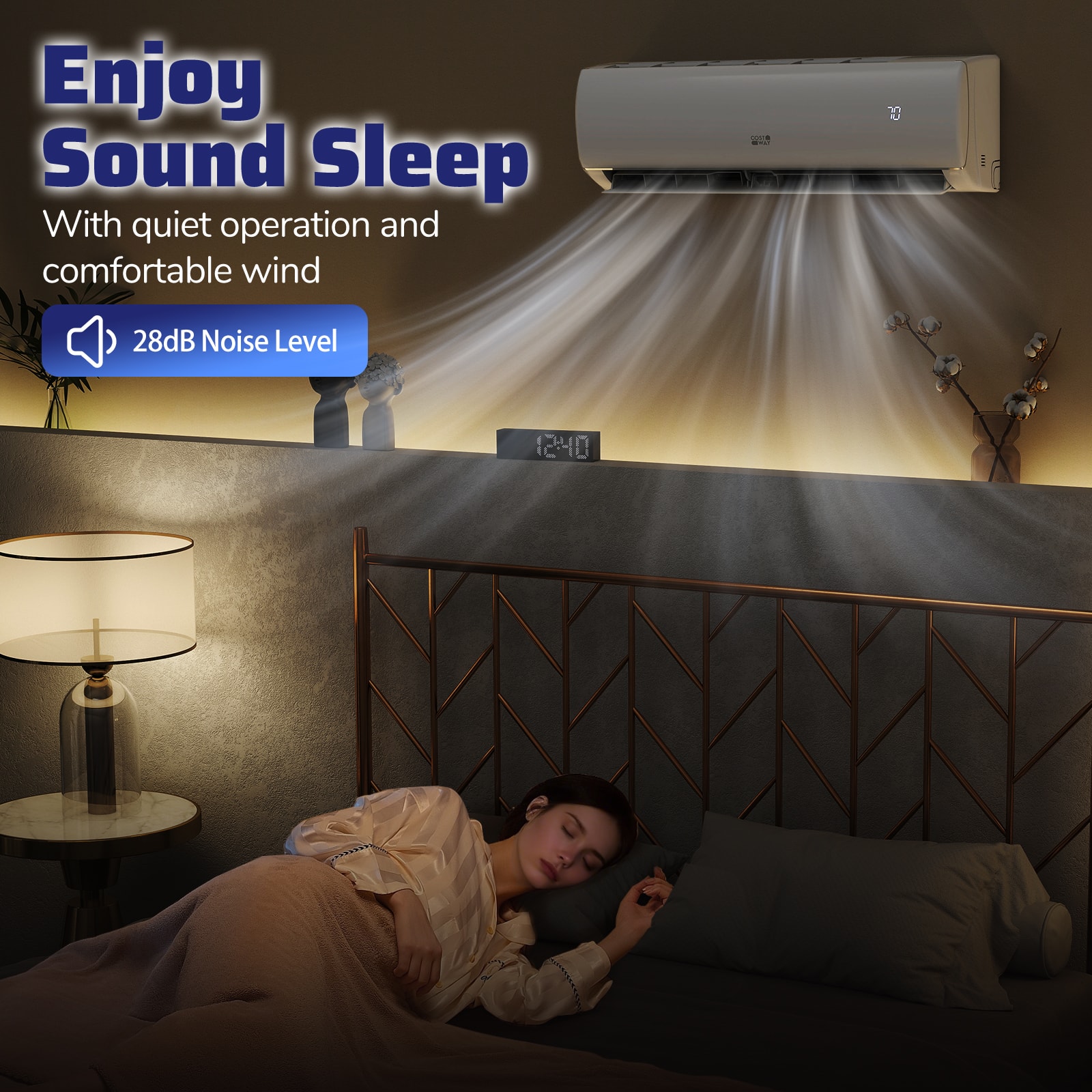 Costway - 17000 BTU Wifi Enabled Mini Split Air Conditioner & Heater Works with Alexa - White