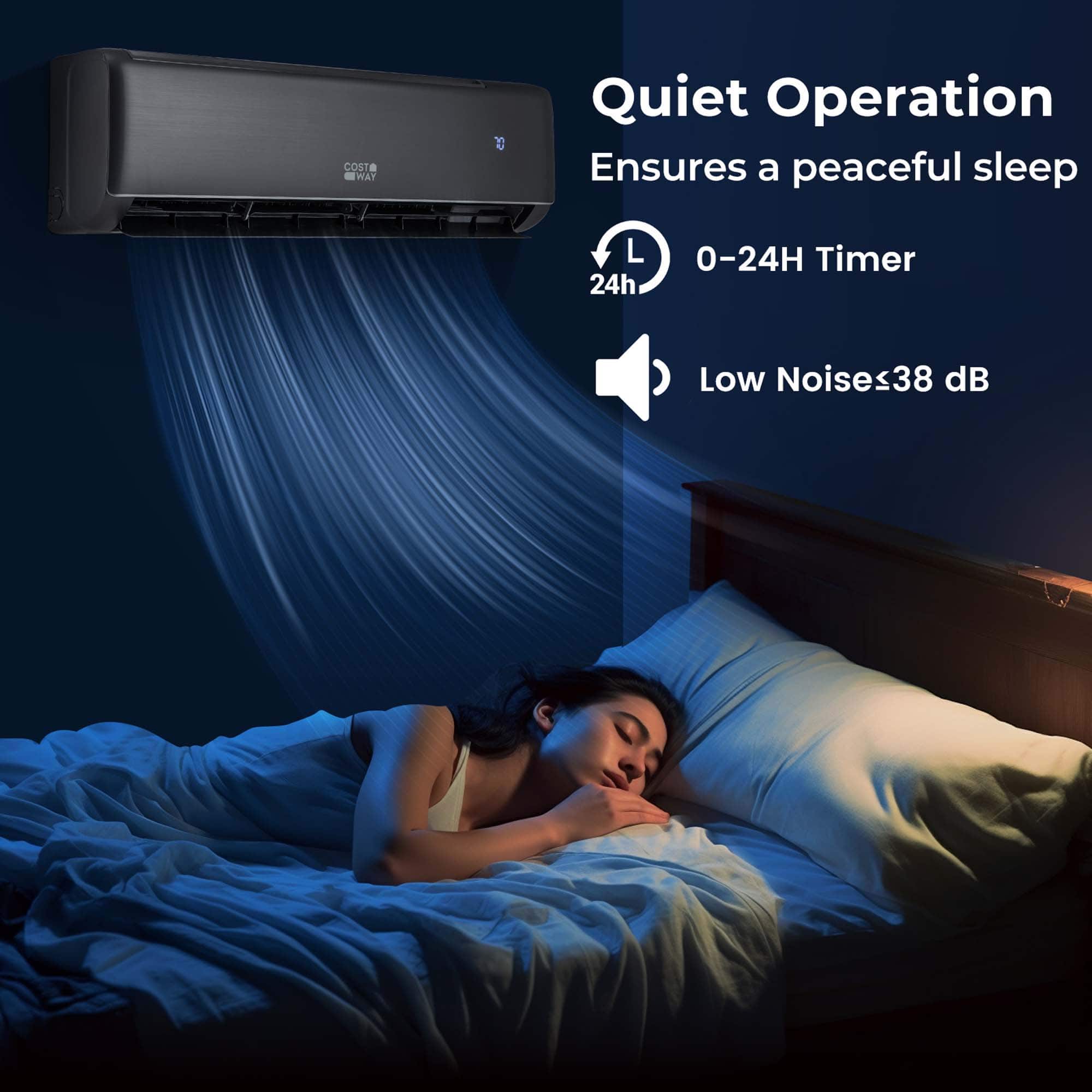 Costway - 24000 BTU Wifi Enabled Mini Split Air Conditioner & Heater with Heat Pump - Gray