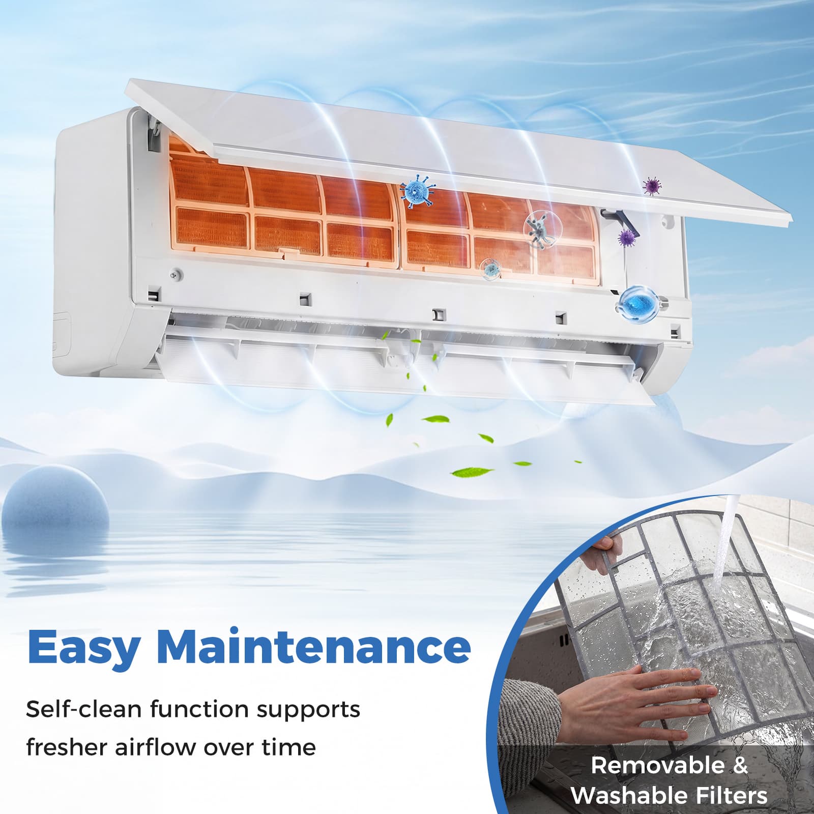 Costway - Blast Pro 2 Zone 20000 BTU Mini Split AC/Heating System, 23 SEER2, WiFi Enabled - White