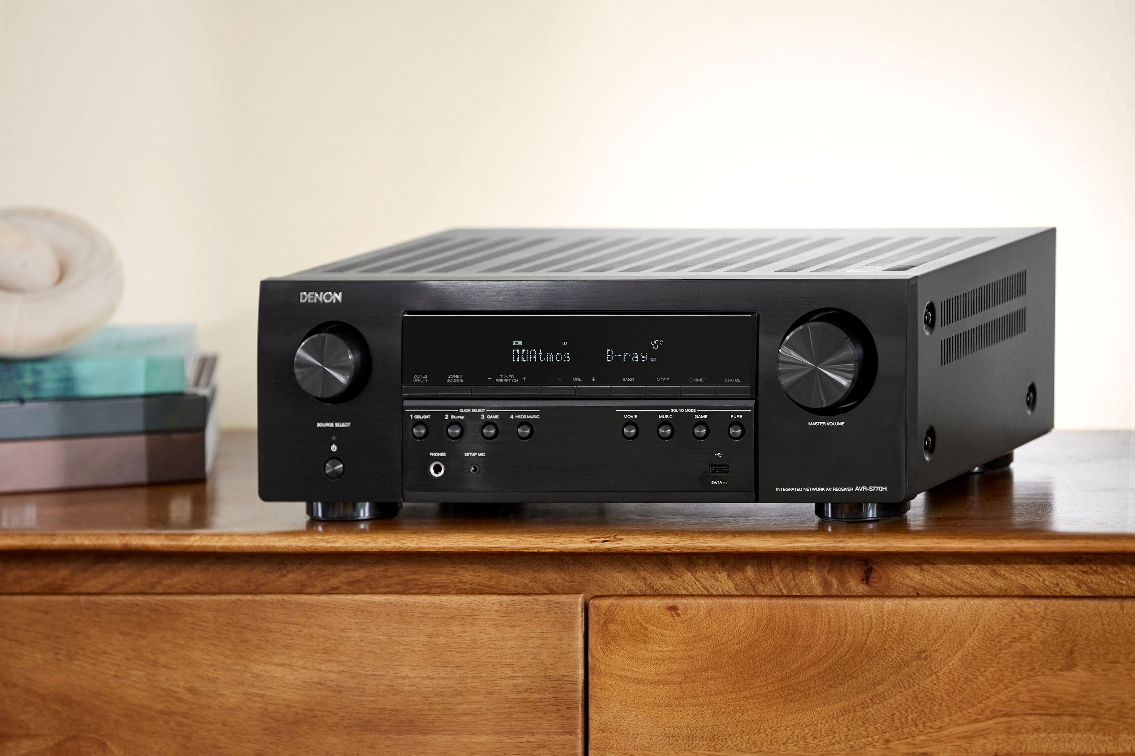 Denon - AVR-S770H (75W X 7) 7.2-Ch. with HEOS and Dolby Atmos 8K Ultra HD HDR Compatible AV Home Theater Receiver with Alexa - Black