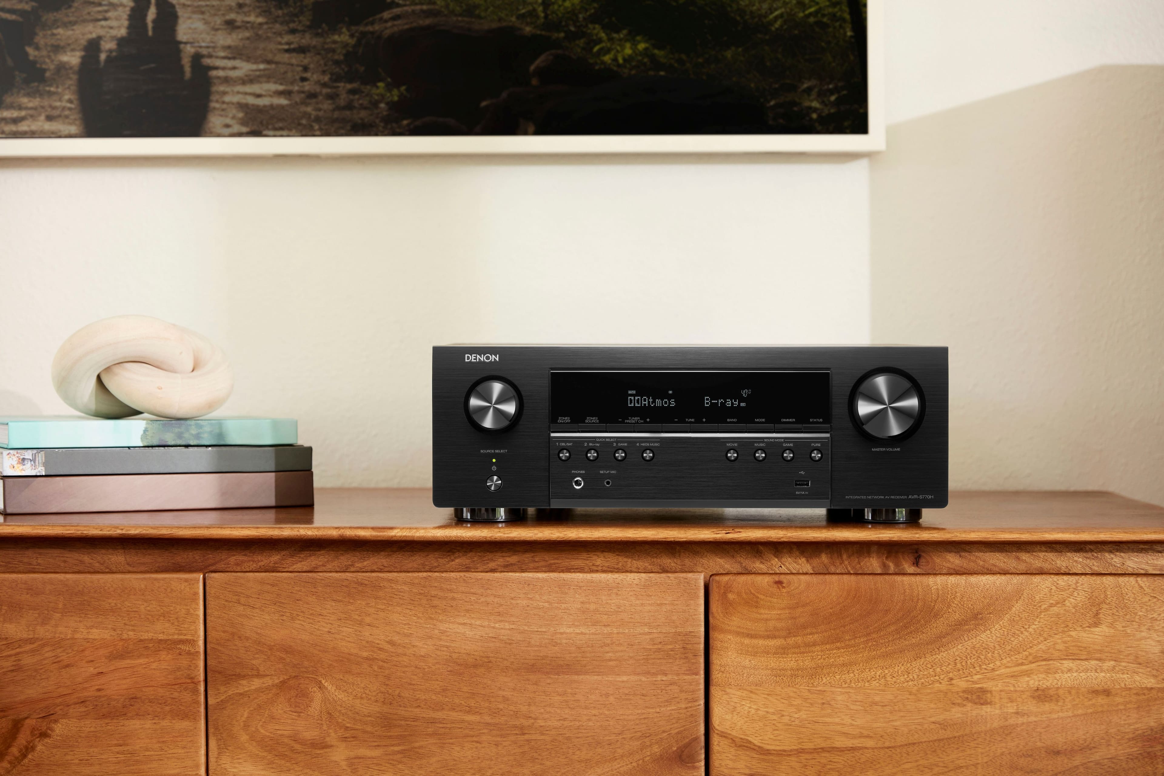 Denon - AVR-S770H (75W X 7) 7.2-Ch. with HEOS and Dolby Atmos 8K Ultra HD HDR Compatible AV Home Theater Receiver with Alexa - Black
