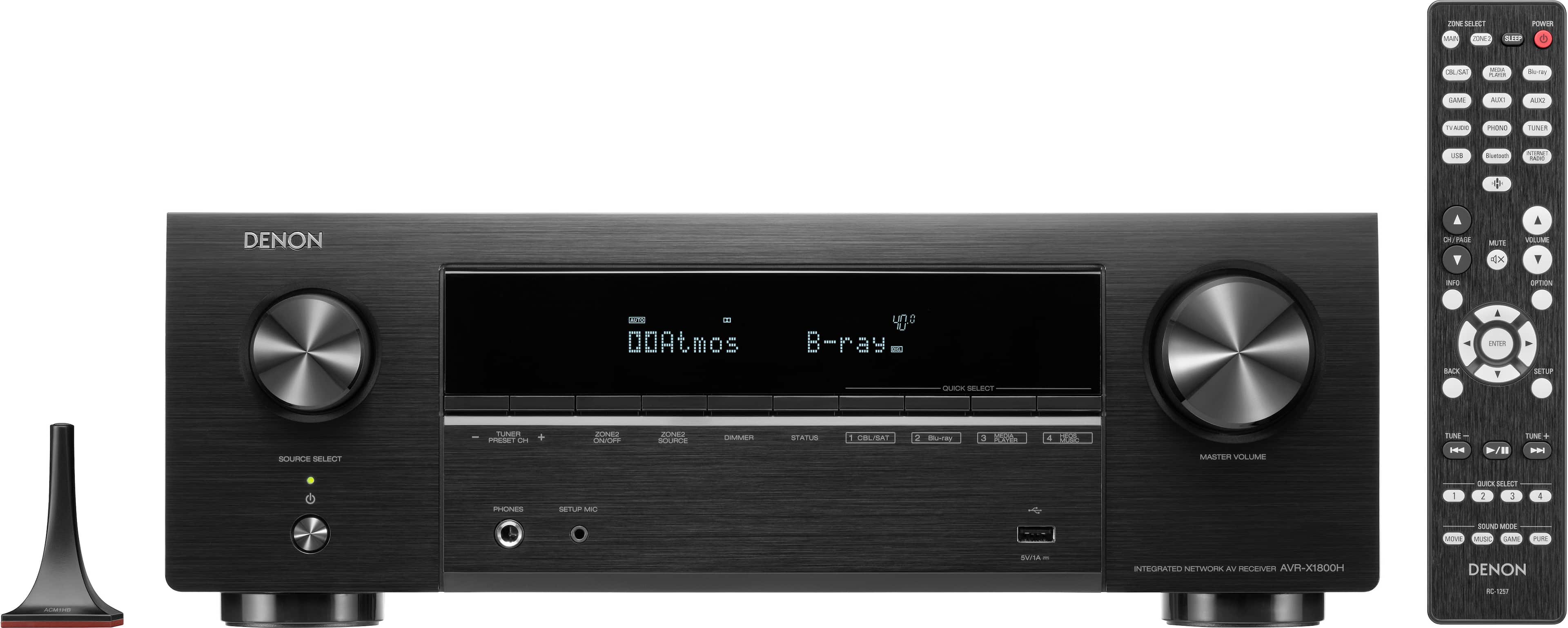 Denon - AVR-X1800H - 80W 7.2-Ch. Bluetooth Capable with HEOS 8K Ultra HD Built-In HDR Compatible A/V Home Theater Receiver - Black