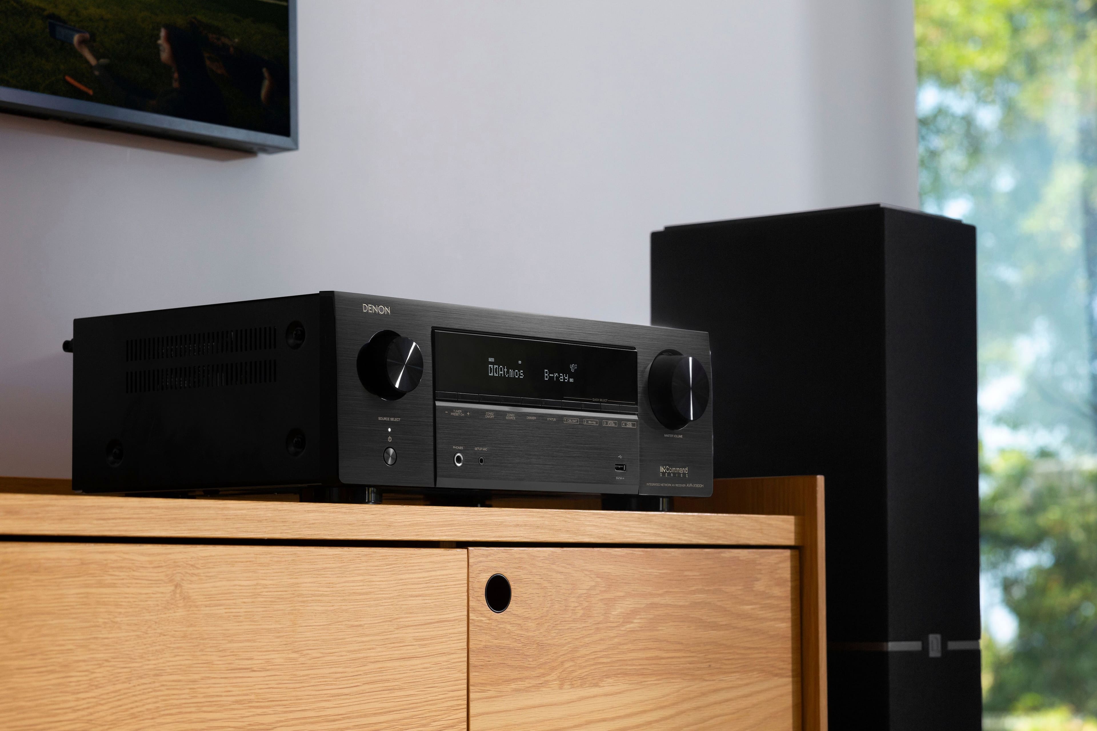 Denon - AVR-X1800H - 80W 7.2-Ch. Bluetooth Capable with HEOS 8K Ultra HD Built-In HDR Compatible A/V Home Theater Receiver - Black