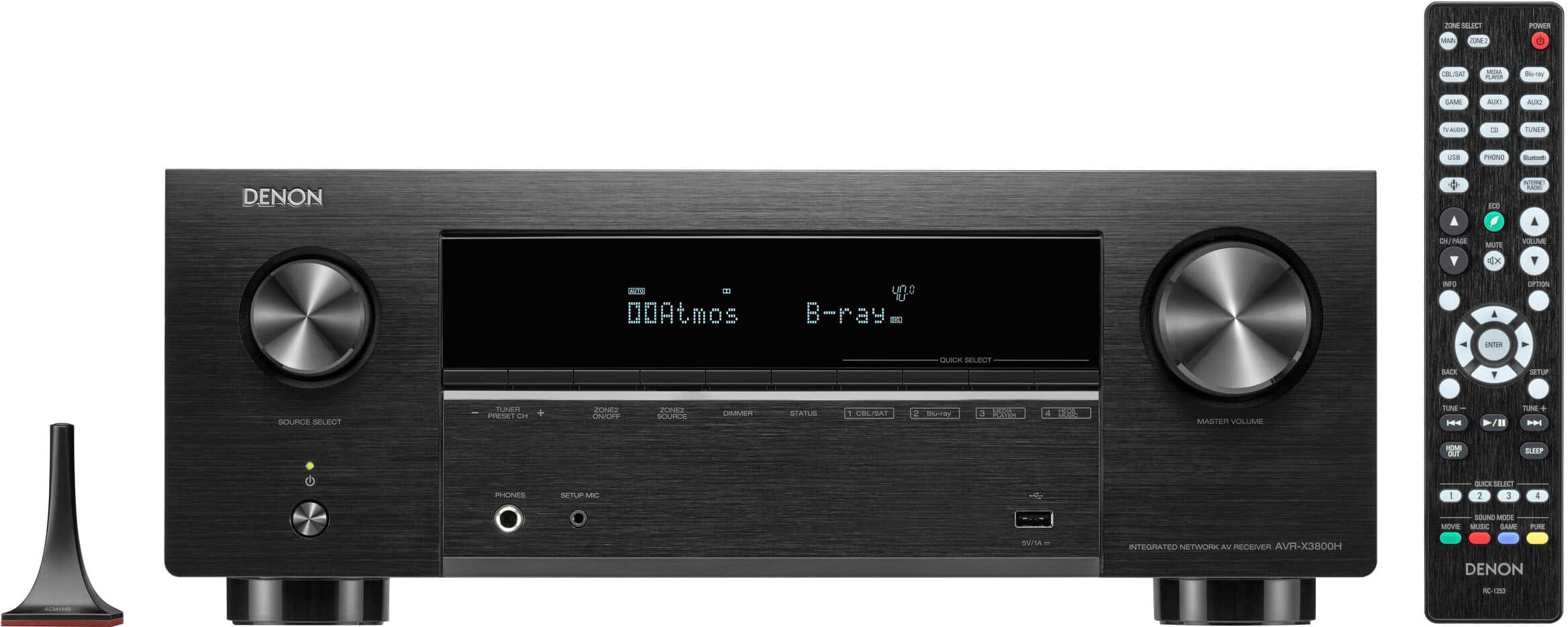 Denon - AVR-X3800H (105W X 9) 9.4-Ch. with HEOS and Dolby Atmos 8K Ultra HD HDR Compatible AV Home Theater Receiver with Alexa - Black