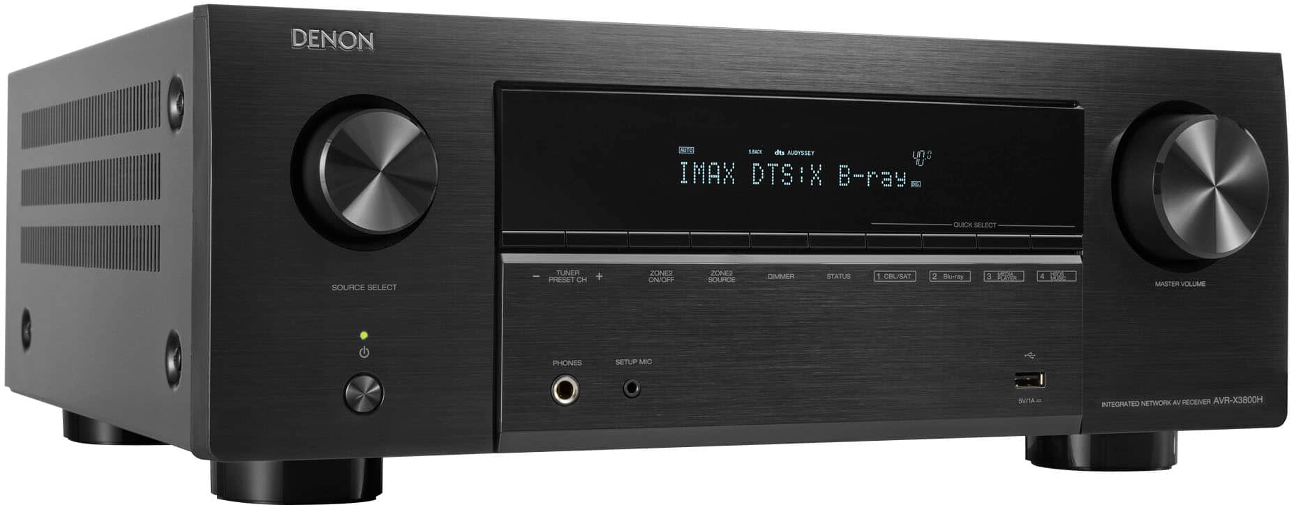 Denon - AVR-X3800H (105W X 9) 9.4-Ch. with HEOS and Dolby Atmos 8K Ultra HD HDR Compatible AV Home Theater Receiver with Alexa - Black