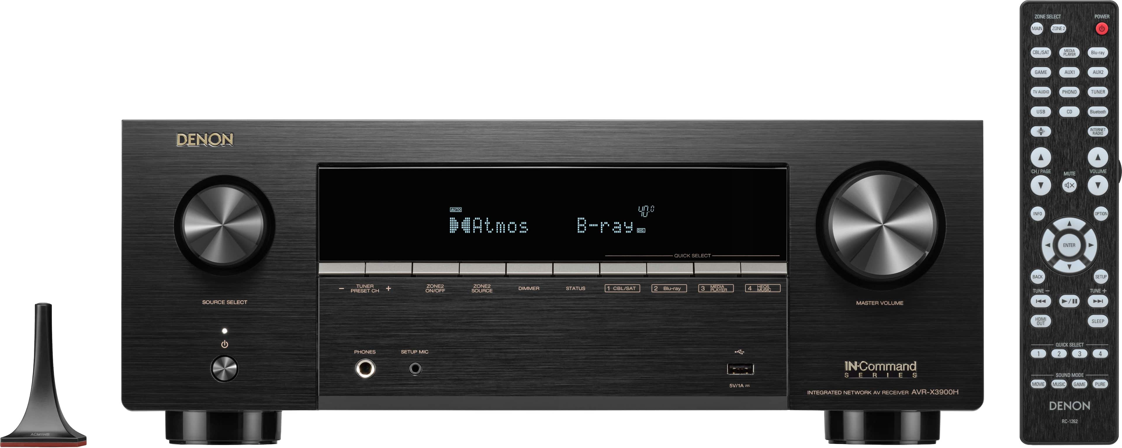 Denon - AVR-X3900H 9.4 Ch. 105W 4K/8K Dolby Atmos AV Receiver - Black