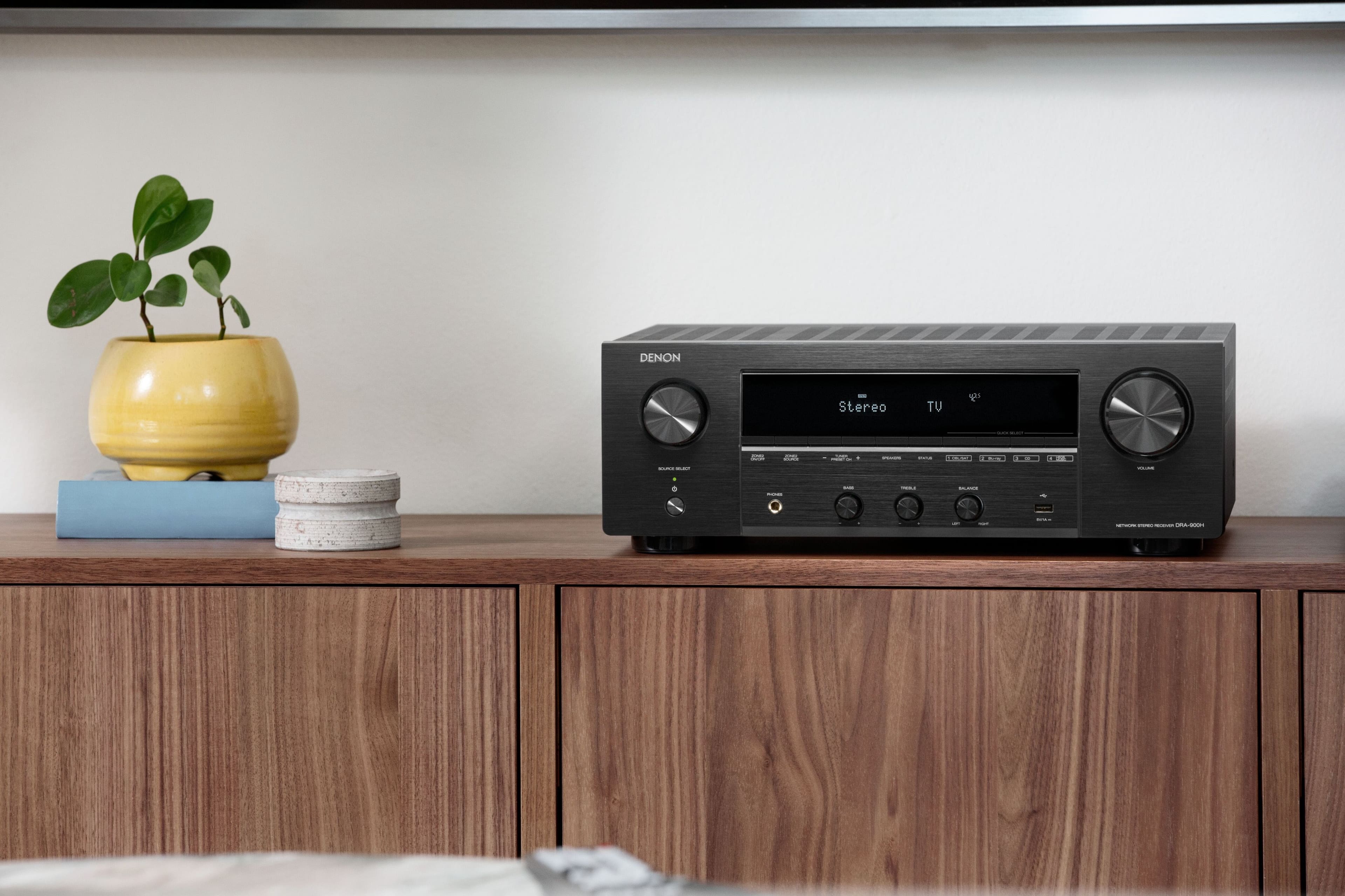 Denon - DRA-900H 100W 2.2-Ch. Bluetooth Capable with HEOS 8K Ultra HD HDR Compatible Stereo Receiver with Alexa - Black