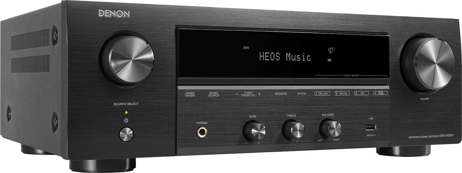 Denon - DRA-900H 100W 2.2-Ch. Bluetooth Capable with HEOS 8K Ultra HD HDR Compatible Stereo Receiver with Alexa - Black