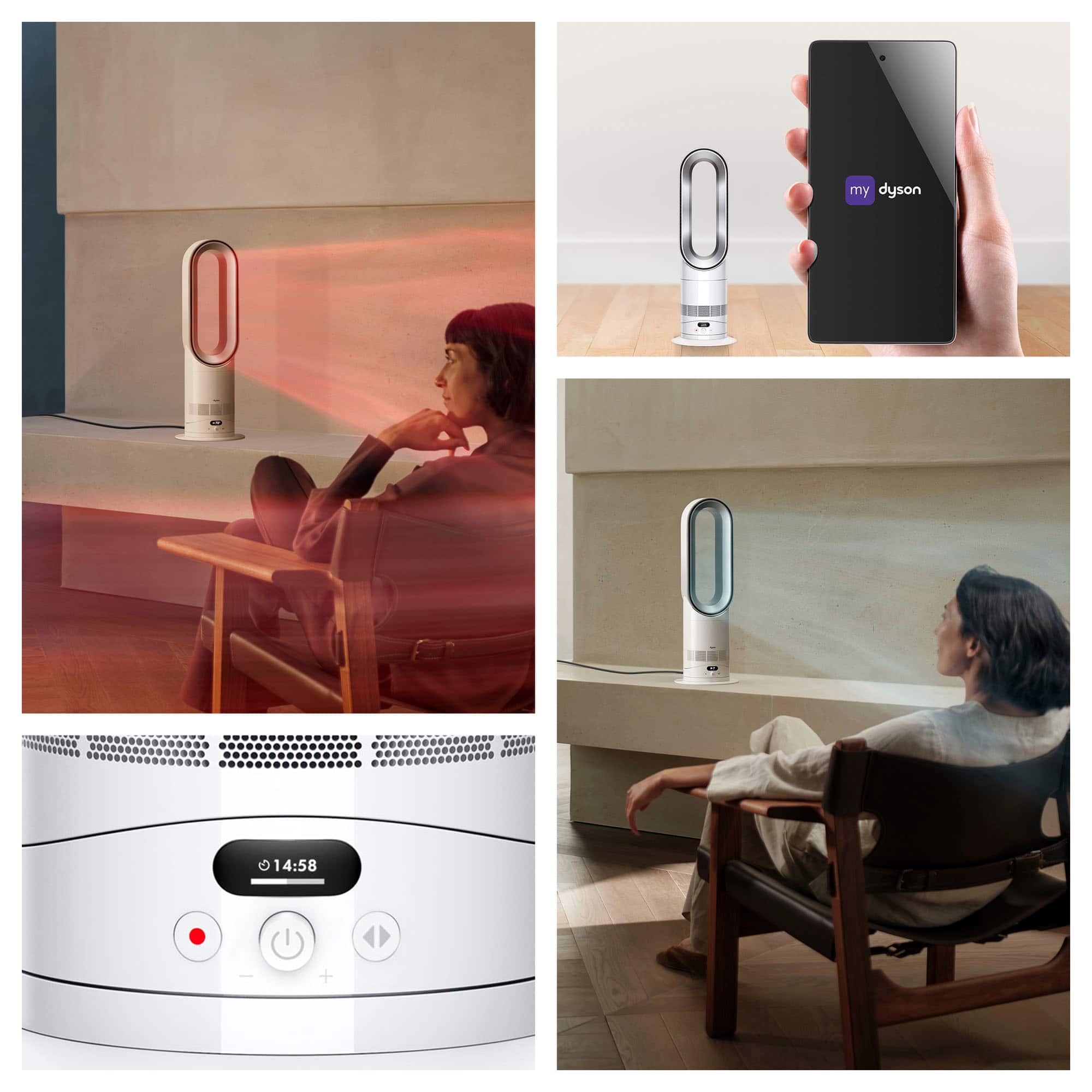 Dyson - Hot+Cool HF1 Rapid React All Season Heater Fan - White/Silver