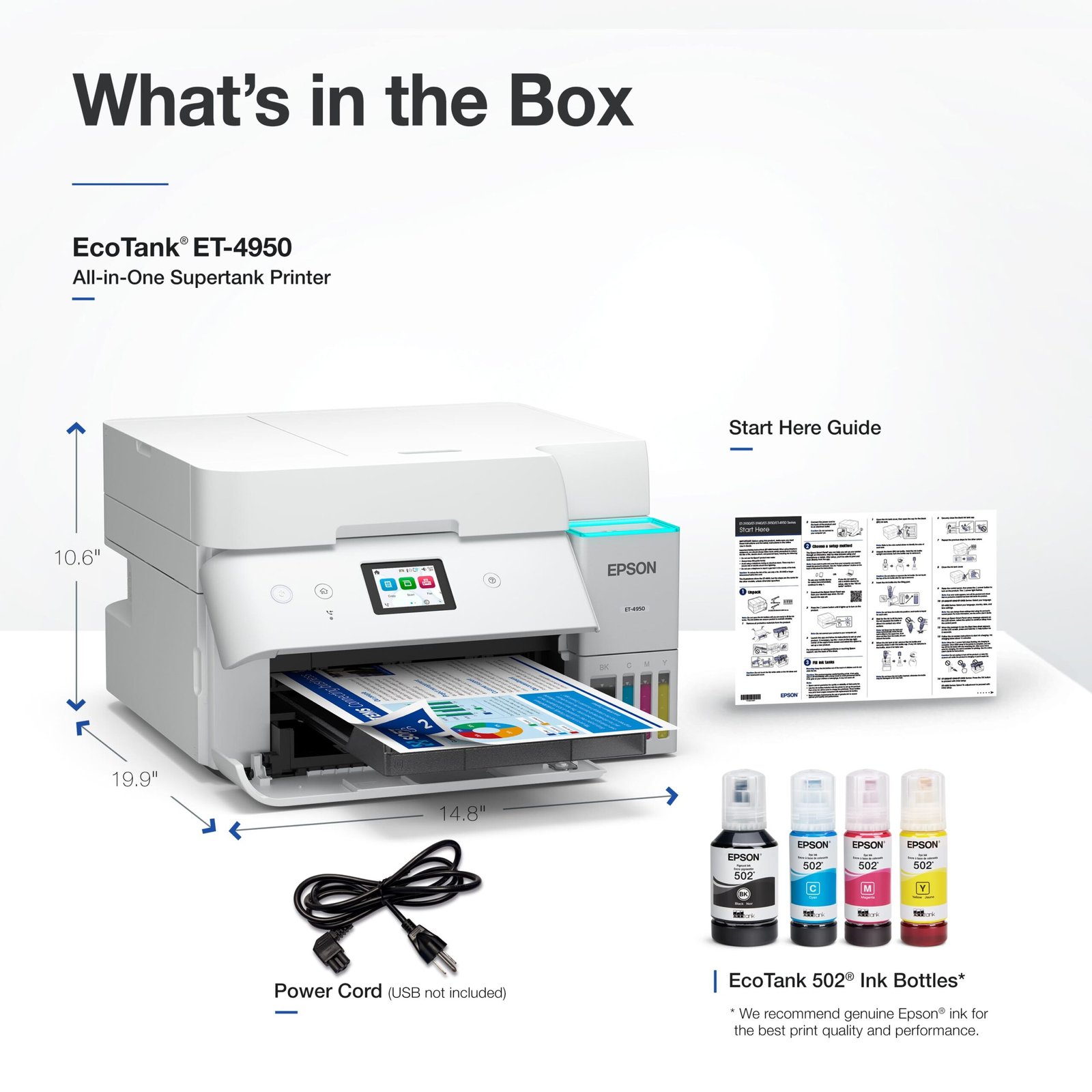 Epson - EcoTank ET-4950 Wireless All-in-One Color Supertank Inkjet Printer - White