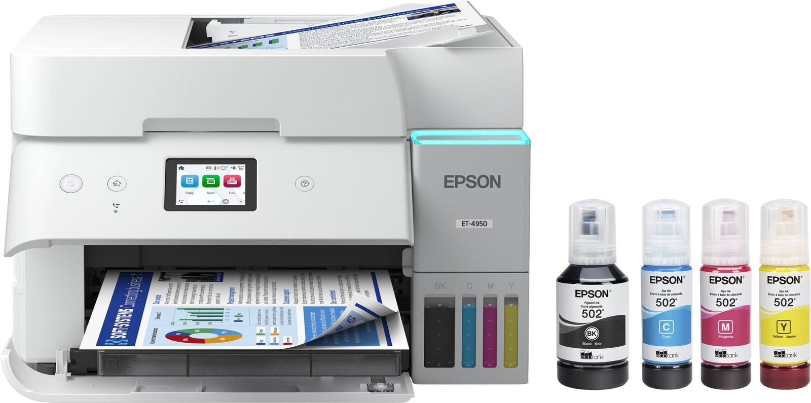Epson - EcoTank ET-4950 Wireless All-in-One Color Supertank Inkjet Printer - White
