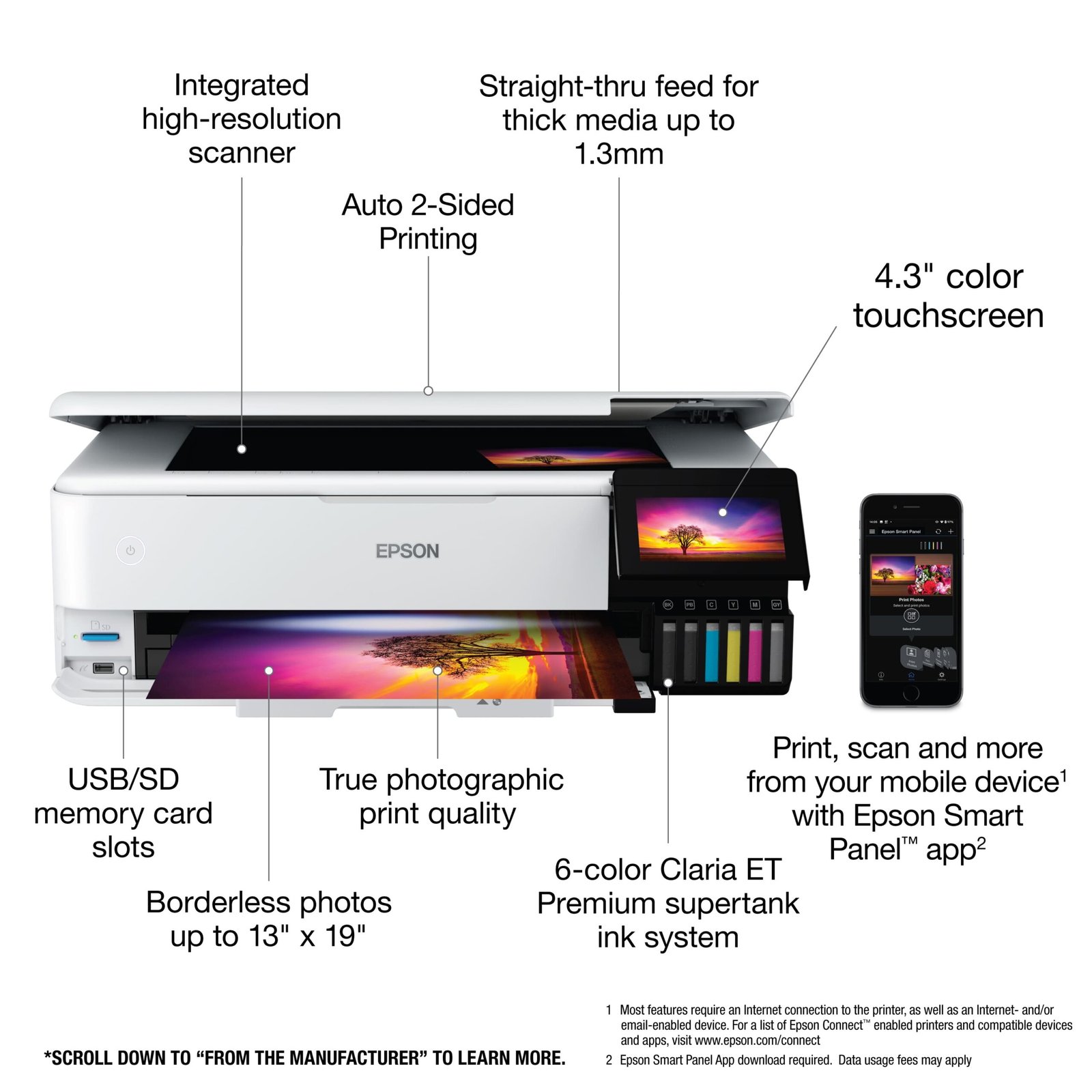 Epson - EcoTank Photo ET-8550 All-in-One Wide-format Supertank Printer - White