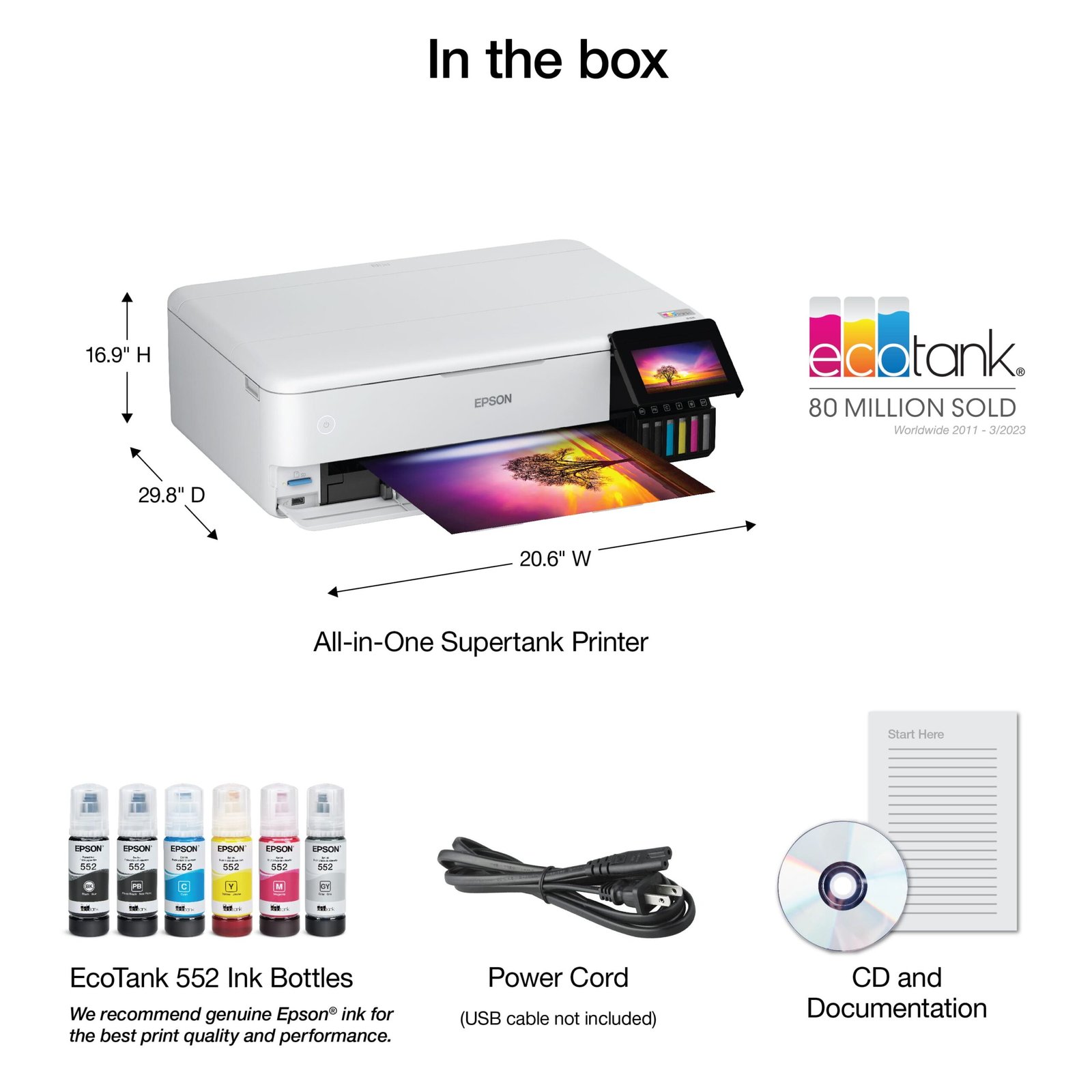 Epson - EcoTank Photo ET-8550 All-in-One Wide-format Supertank Printer - White