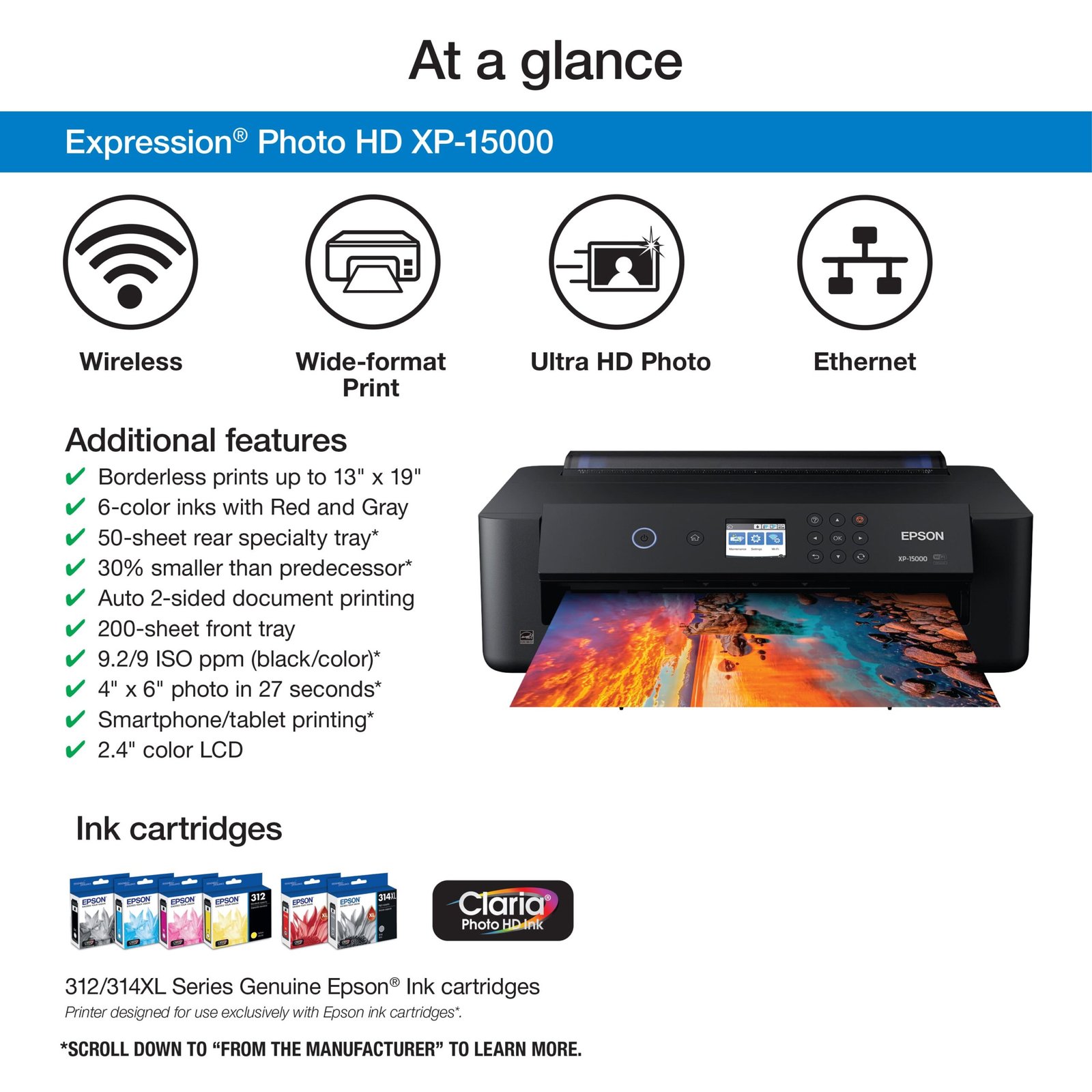 Epson - Expression Photo HD XP-15000 Wireless Inkjet Printer - Black