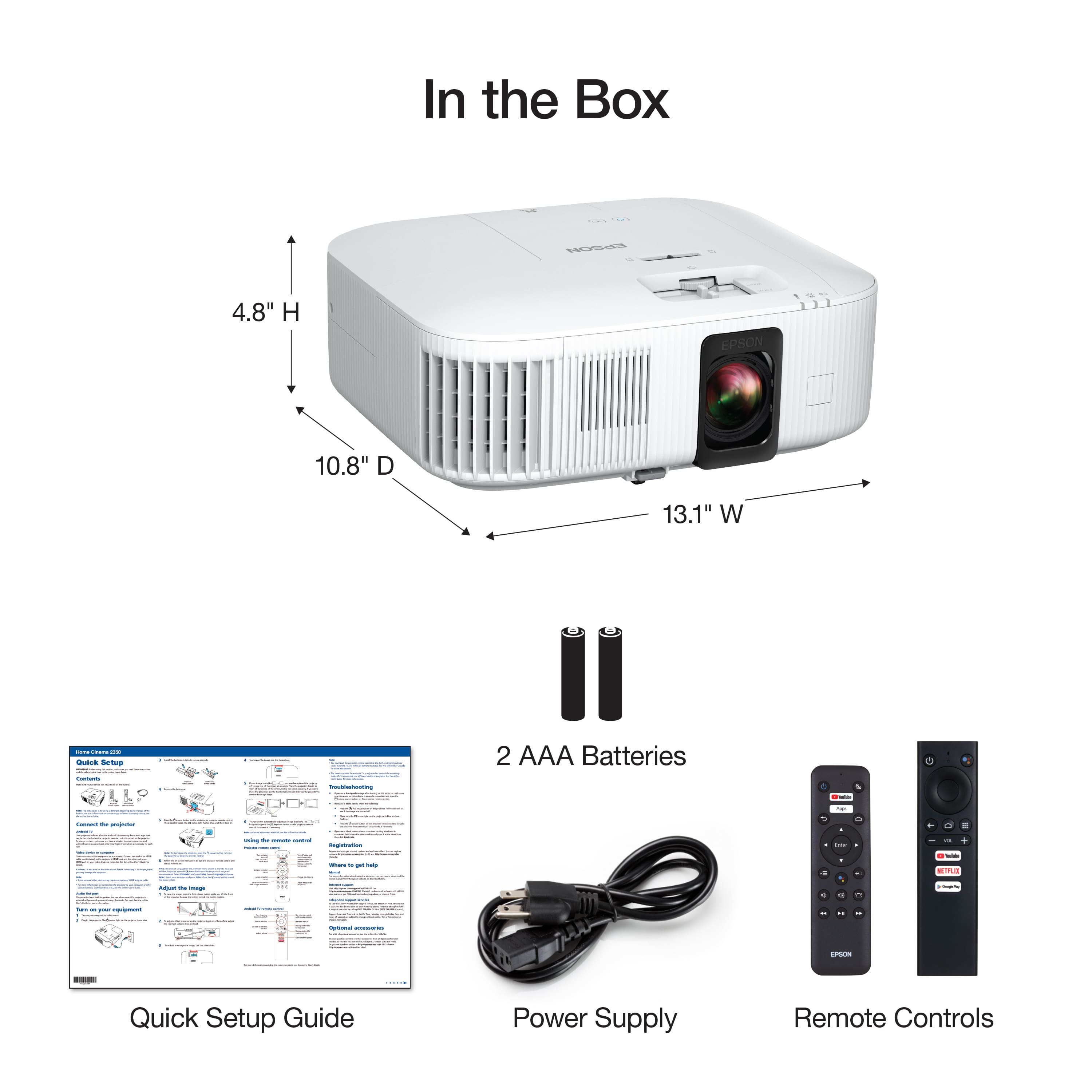 Epson - Home Cinema 2350 4K PRO-UHD Smart Streaming Projector with Android TV - White