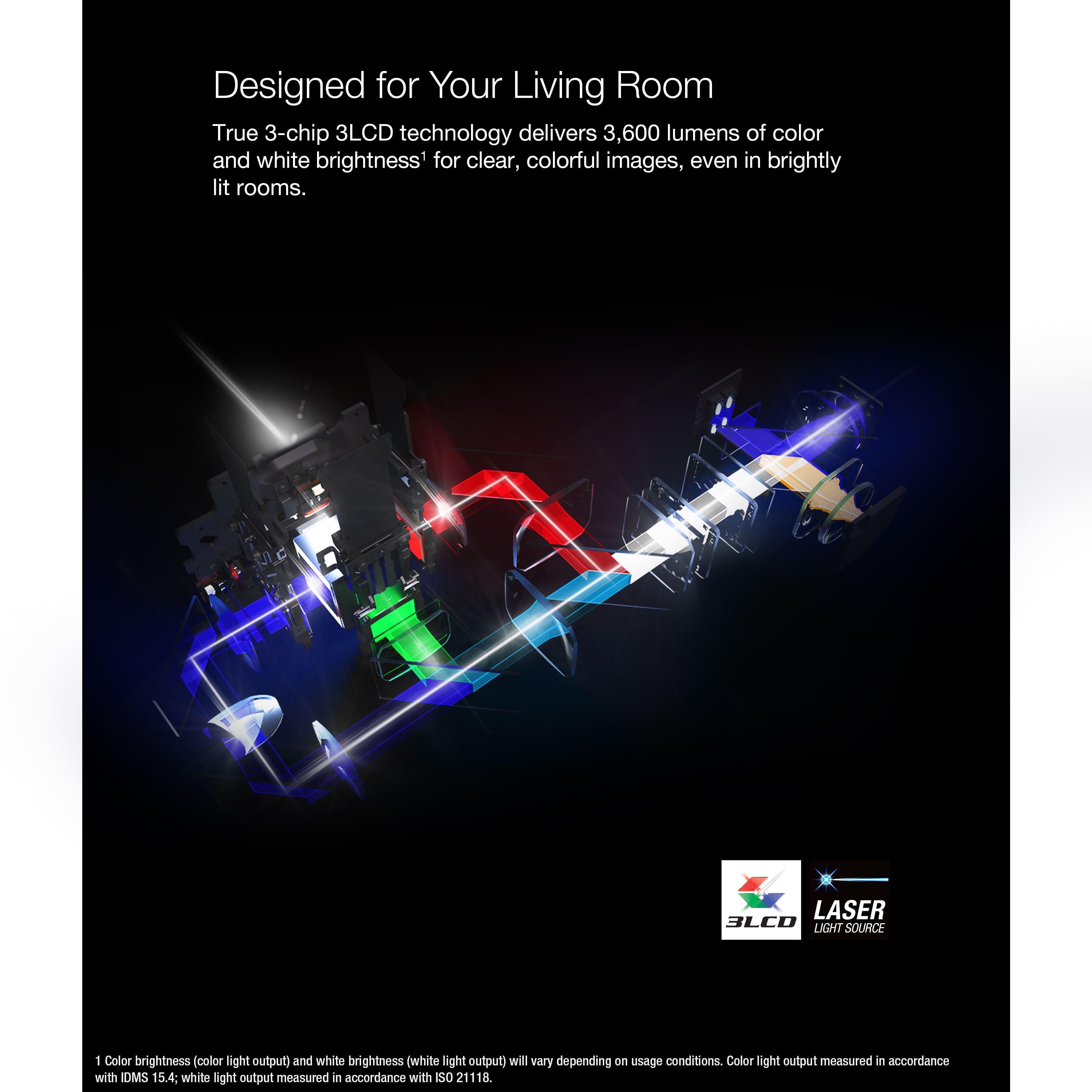 Epson - LS650 4K PRO-UHD Ultra Short Throw 3-Chip 3LCD Laser Projector, 3600 Lumens, 60”-120", Setting Assistant App, Android TV - Black