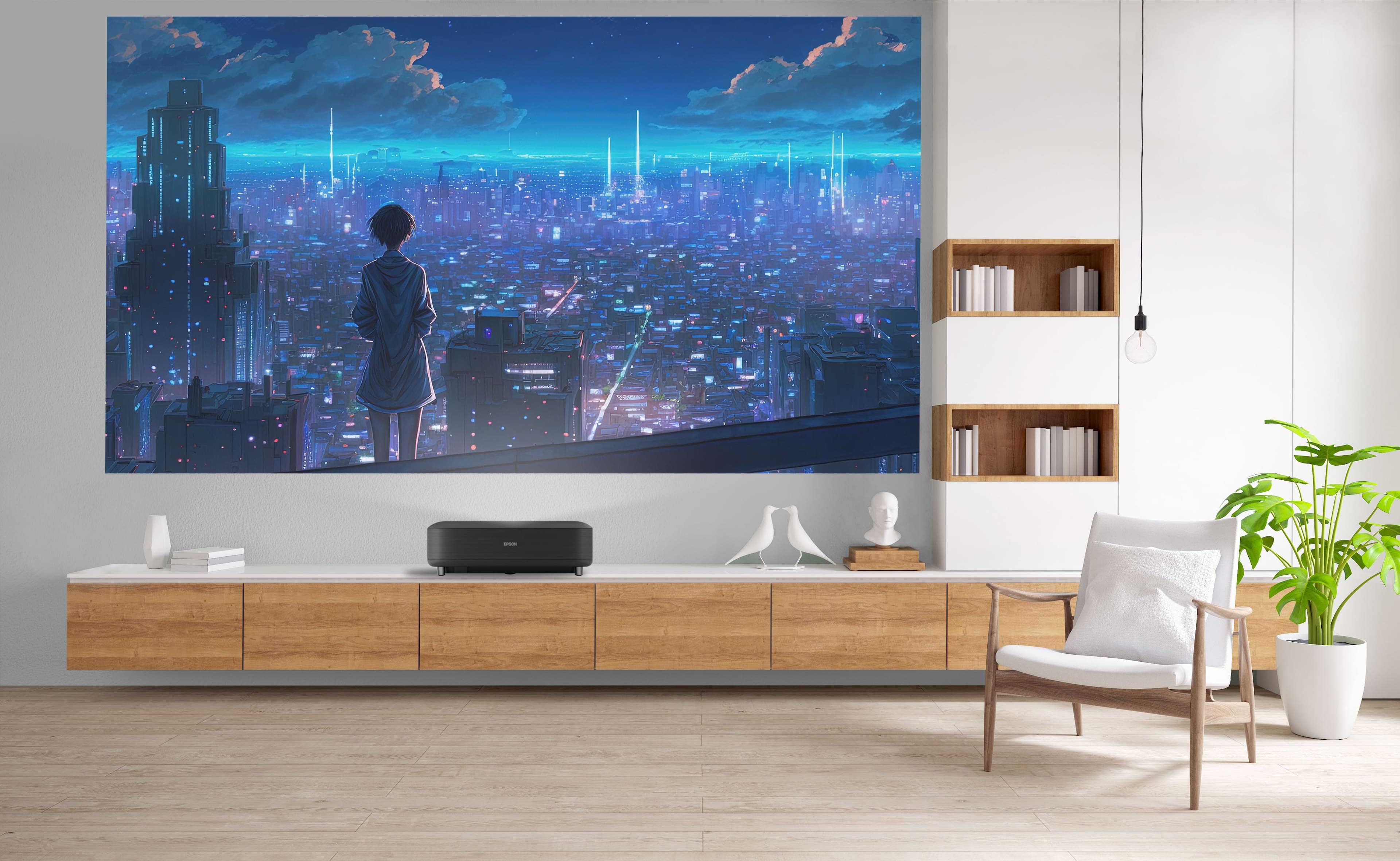 Epson - LS650 4K PRO-UHD Ultra Short Throw 3-Chip 3LCD Laser Projector, 3600 Lumens, 60”-120", Setting Assistant App, Android TV - Black