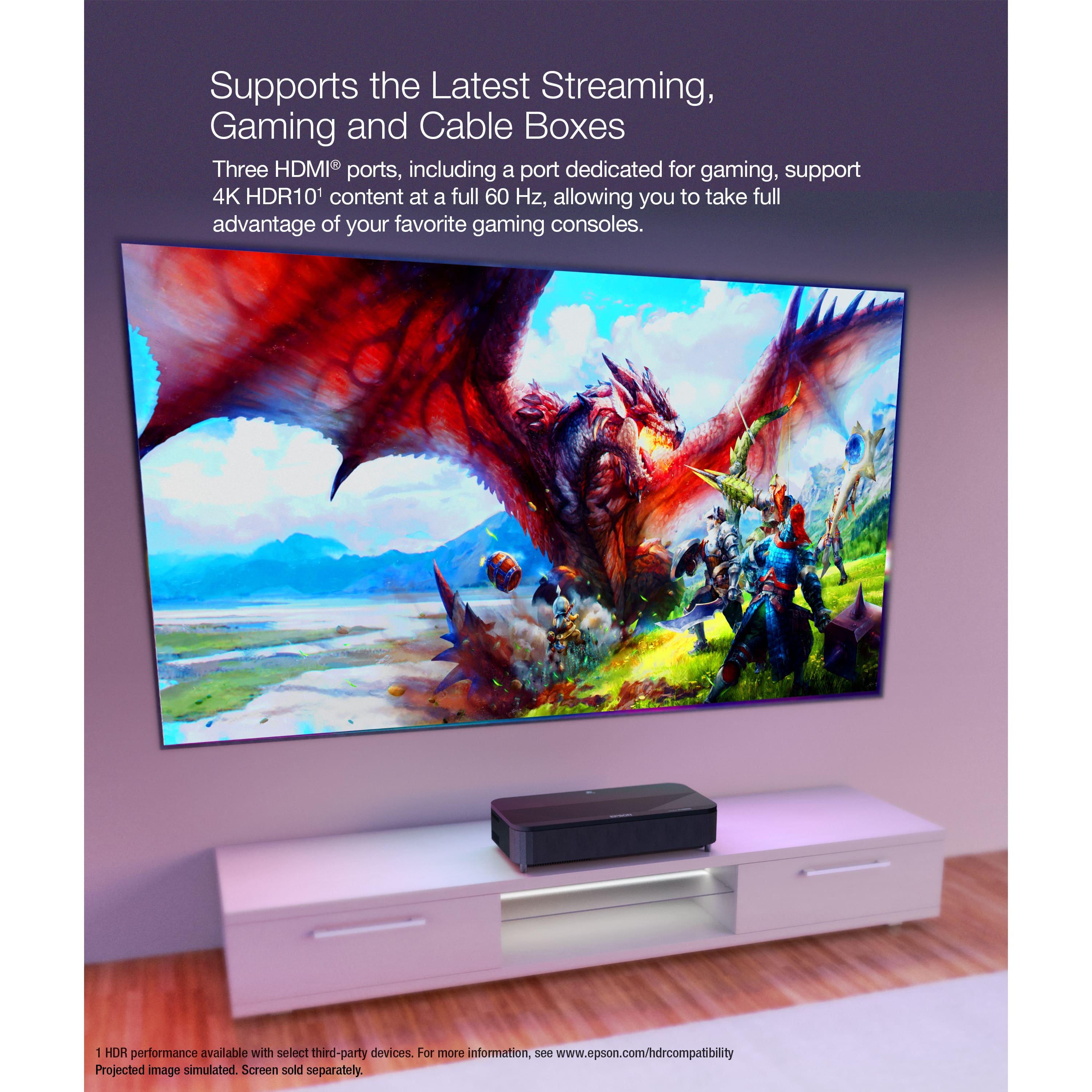 Epson - LS800 4K PRO-UHD Ultra Short Throw 3-Chip 3LCD Laser Projector, 4000 Lumens, HDR, up to150", Android TV, Yamaha Speakers - Black