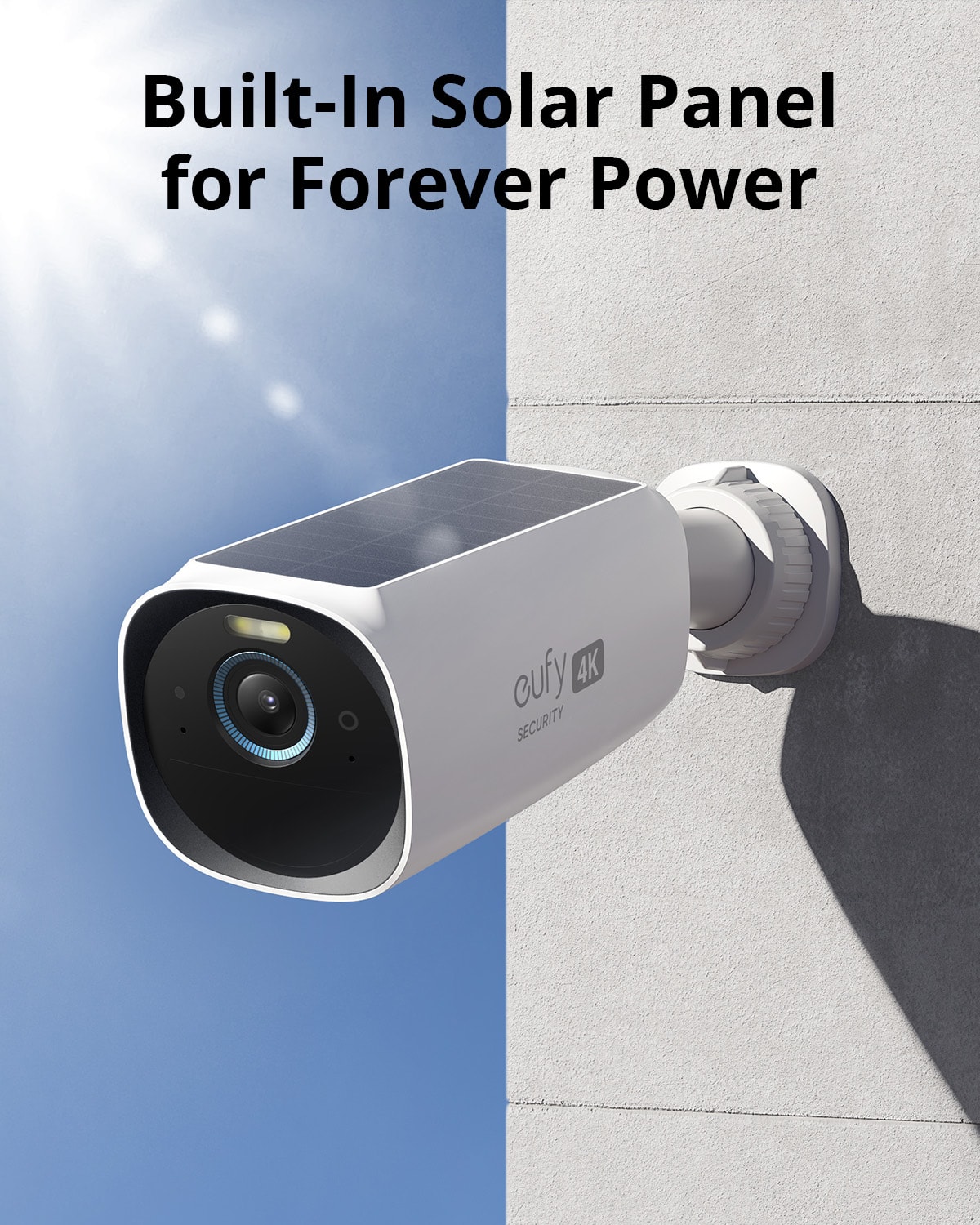 eufy - eufyCam 3, 3-Outdoor Wireless 4K Solar Powered Security Cameras with HomeBase 3 - White