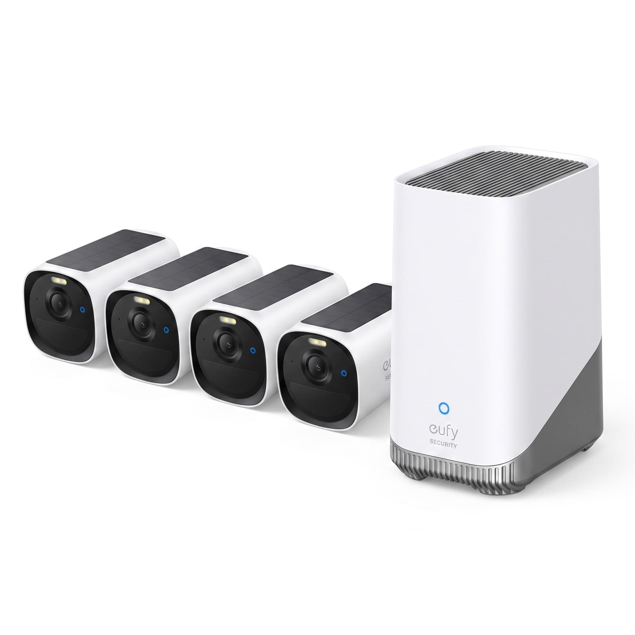 eufy - eufyCam E40 4-Cam& Homebase S380, 2K MaxColor Night Vision,Solar Security Camera,No Monthly Fee - White