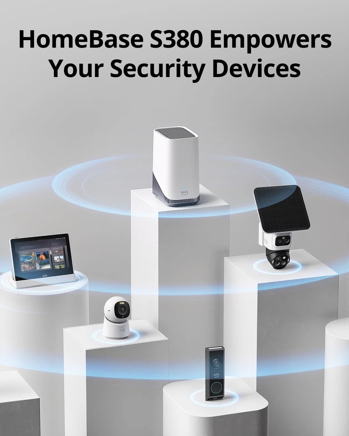 eufy - eufyCam E40 4-Cam& Homebase S380, 2K MaxColor Night Vision,Solar Security Camera,No Monthly Fee - White