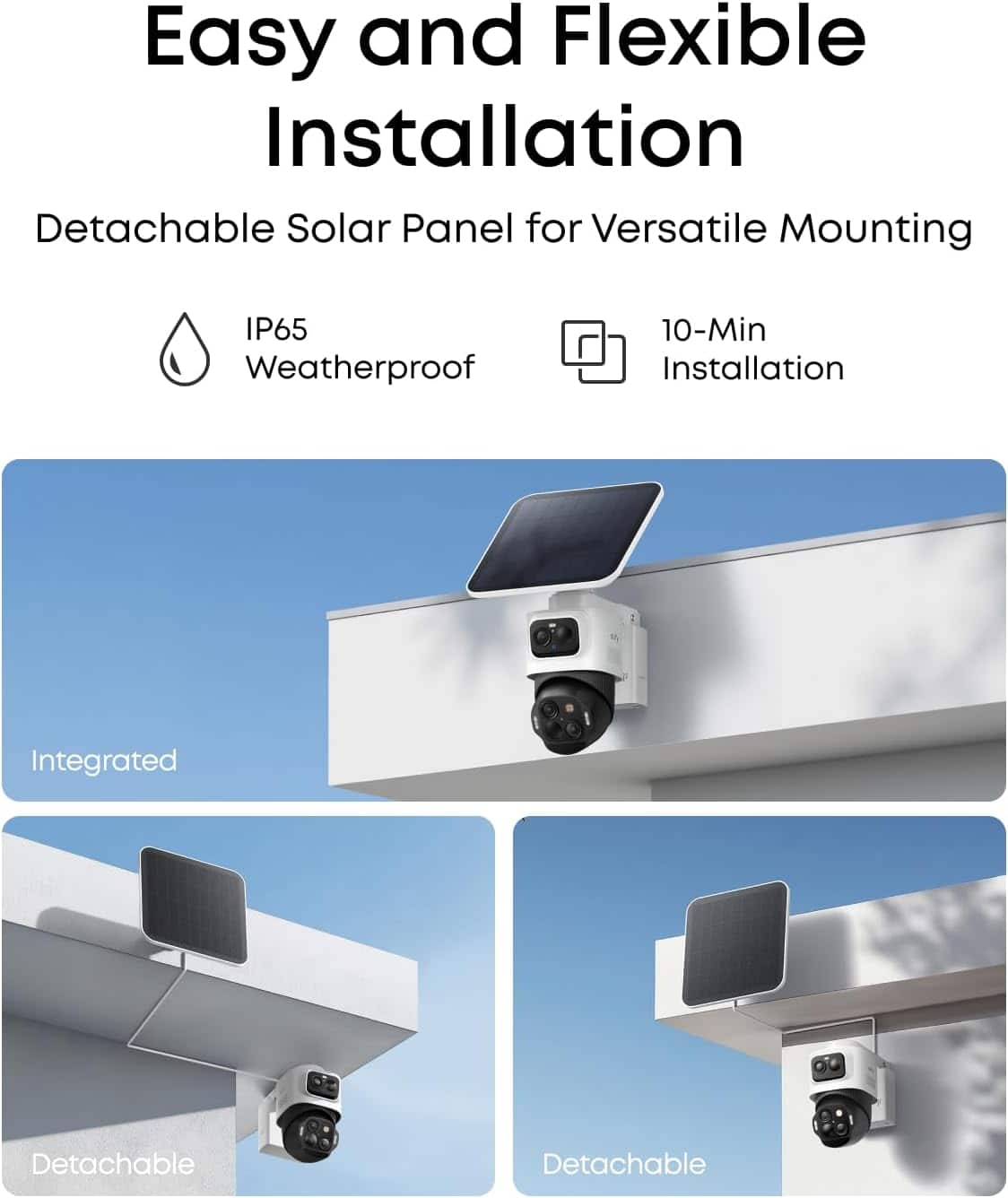 eufy - eufyCam S4 3-Cam Kit,4K Solar Camera Wireless Outdoor, Auto Tracking, No Monthly Fees, AI Recognition Color Night Vision - White