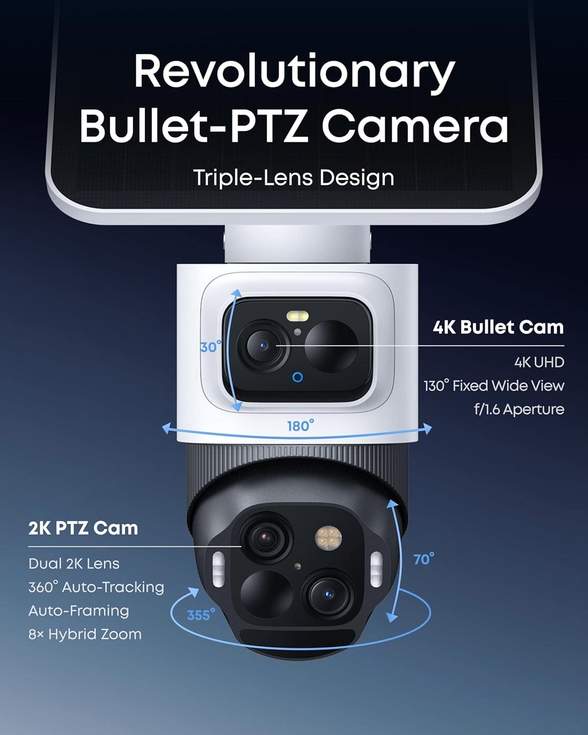 eufy - eufyCam S4 4-Cam Kit & Smart Display E10,4K Solar Camera Wireless Outdoor 360° View AI Recognition 8X Zoom 0 Monthly Fee - White