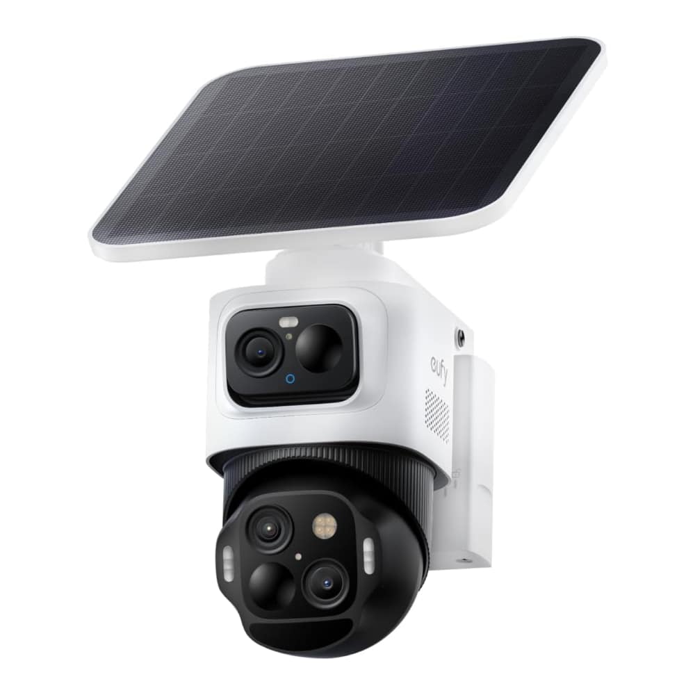 eufy - eufyCam S4 Solar Camera Video Doorbell E340,4K Wireless Outdoor Camera Triple Lens Bullet-PTZ Cam 360° View 8X Auto Zoom - White